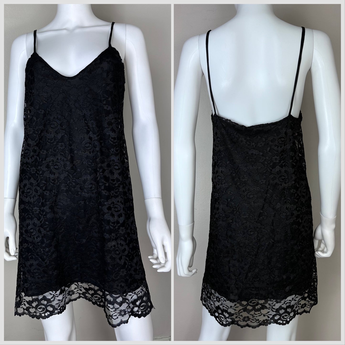 1990s Black Lace Nightgown, The Woman Within Fifth Avenue Lingerie Size Small