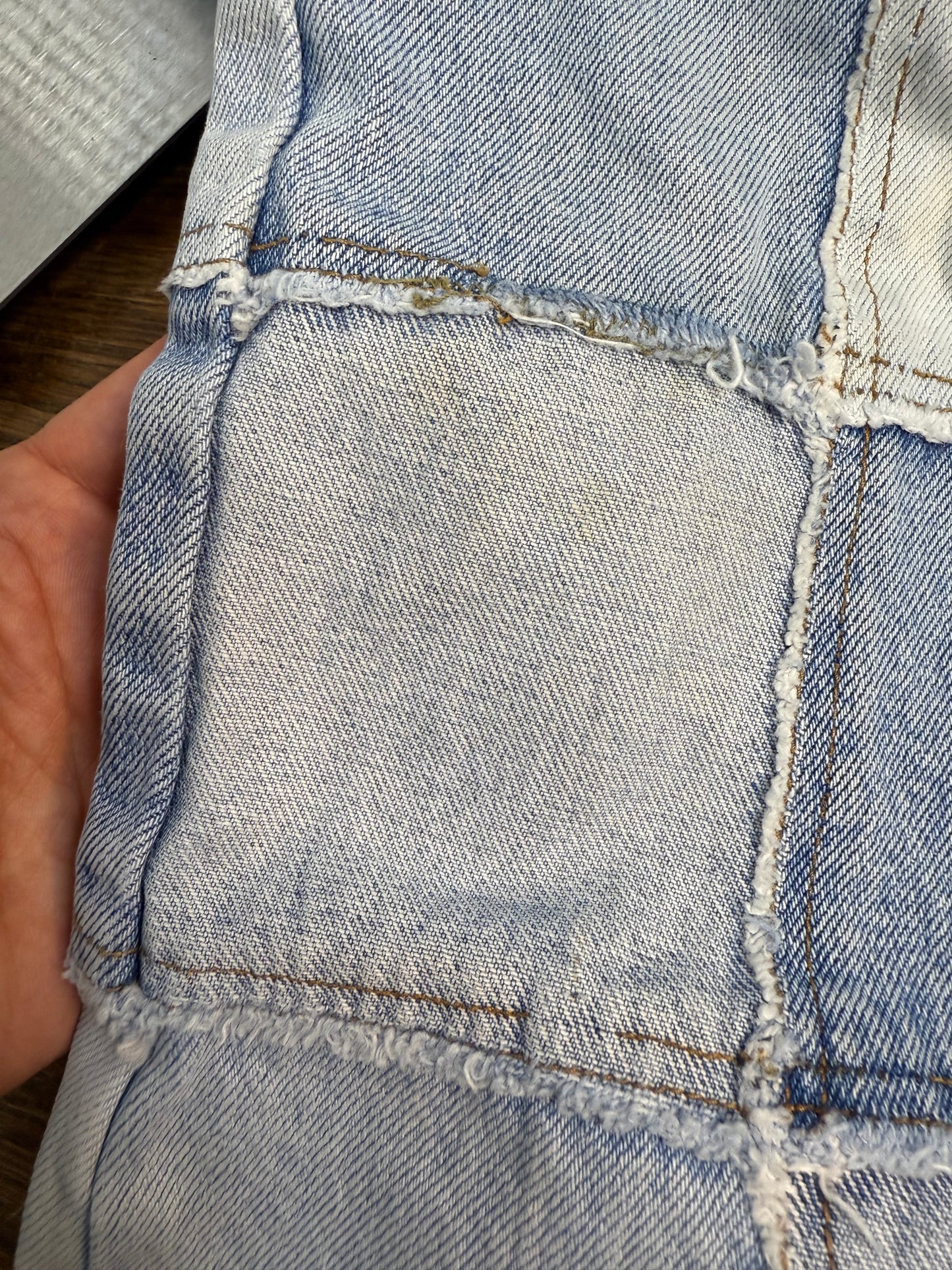 Y2K Denim Patchwork Blue Jeans, No Boundaries Size Small, Low Rise, Flare Leg