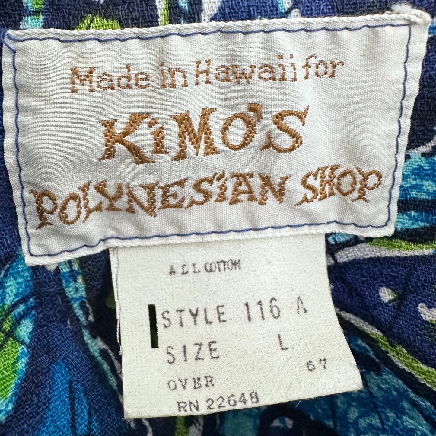 1960s/70s Hawaiian Floral Barkcloth Shirt, Kimo’s Polynesian Shop Size Large