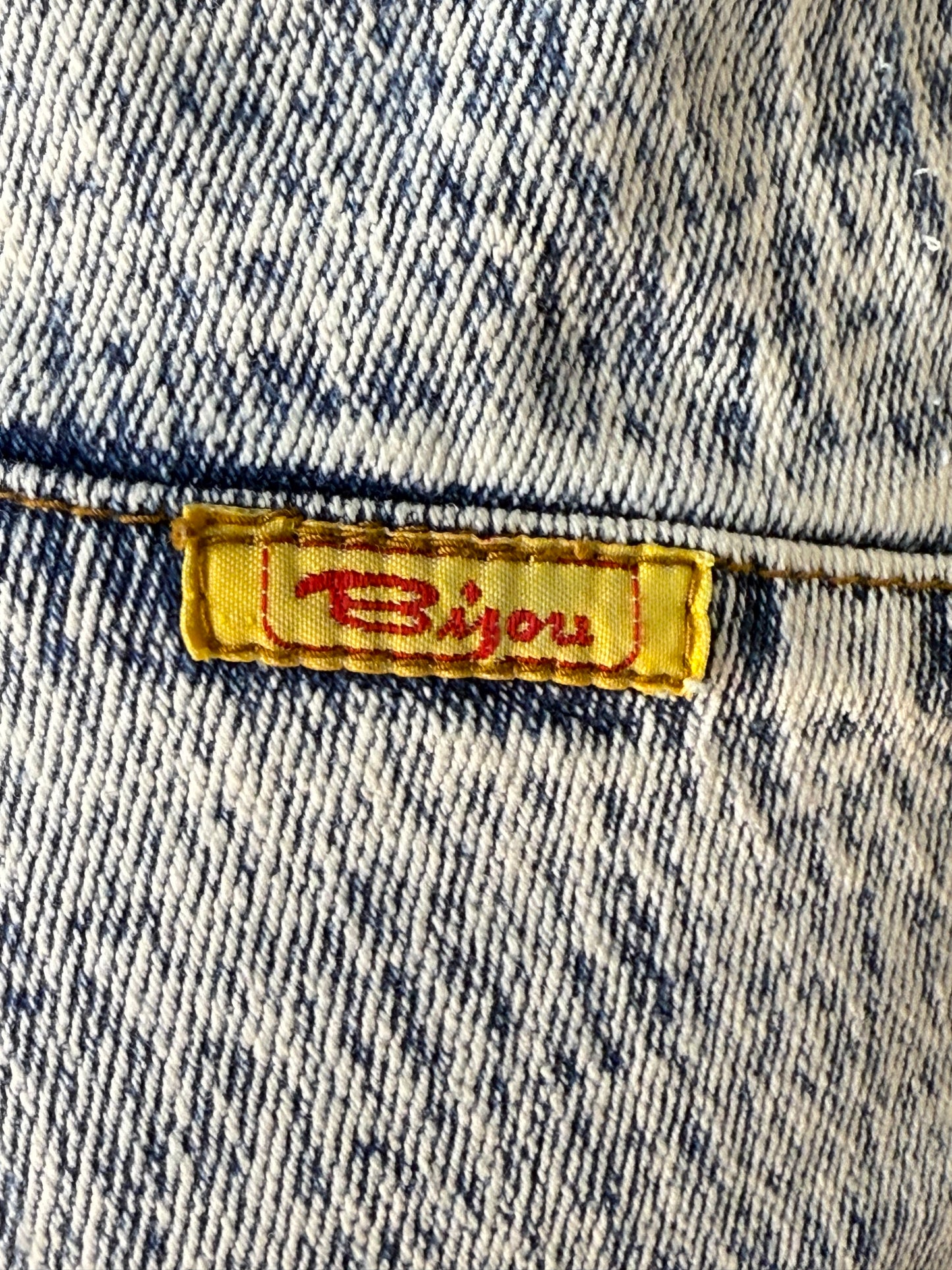 1980s Acid Wash Jeans with Bows on Back, Bijou, 30"x29"