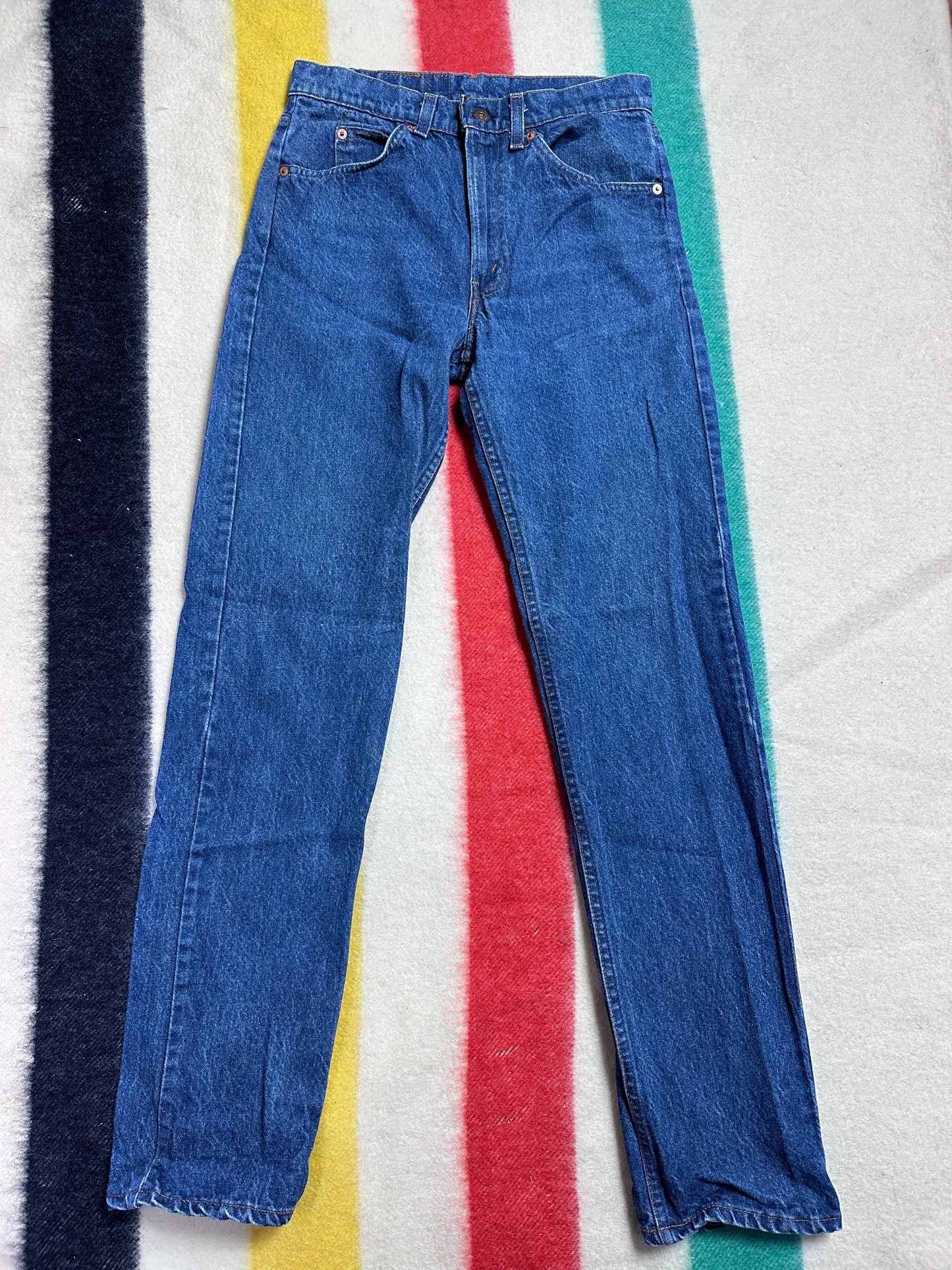1980s Levi’s 505 Blue Jeans, 28.5"x32", Orange Tab