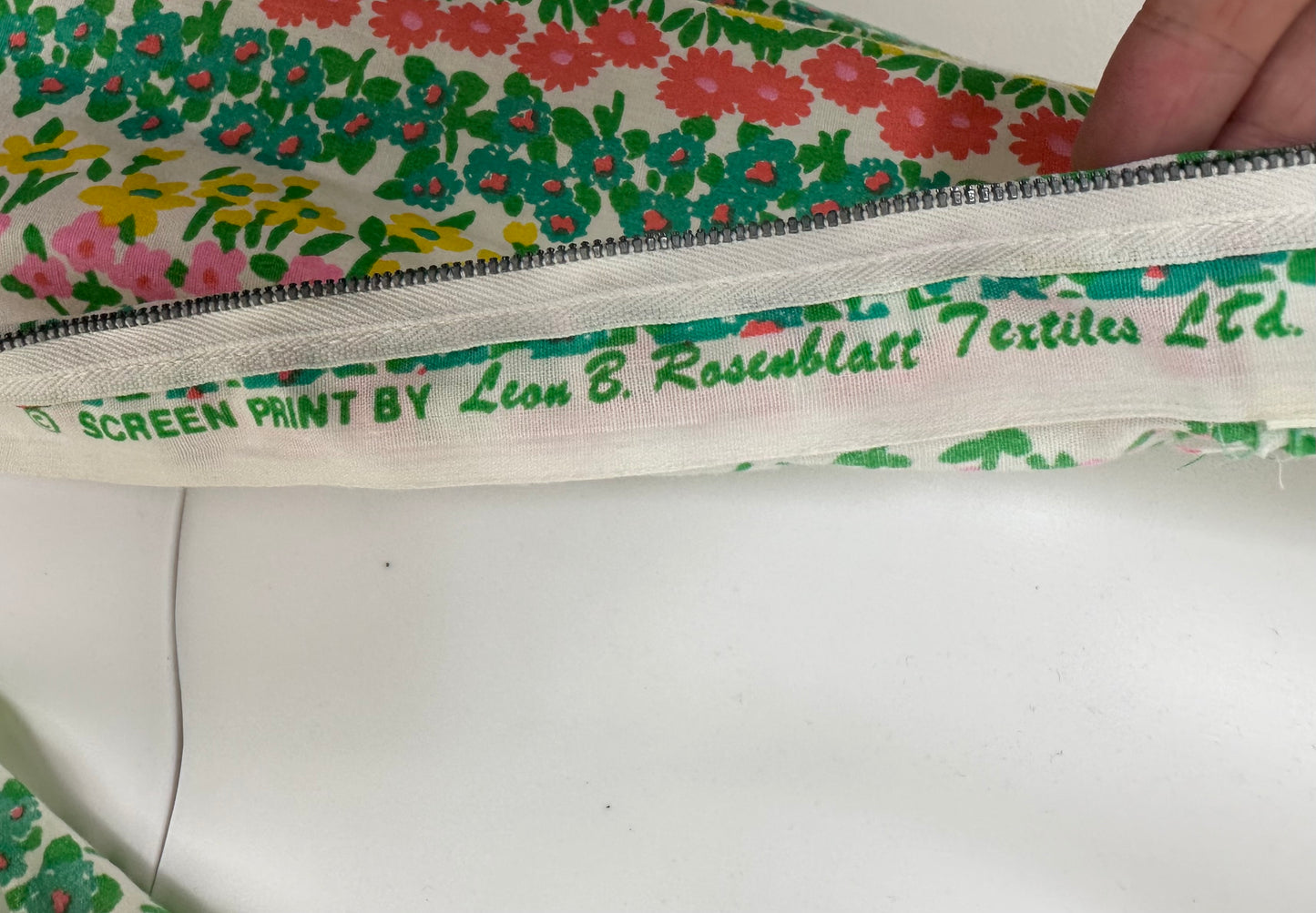 1960s Floral Stripe Sleeveless Maxi Dress, Handmade Size Medium, Leon B Rosenblatt Textiles