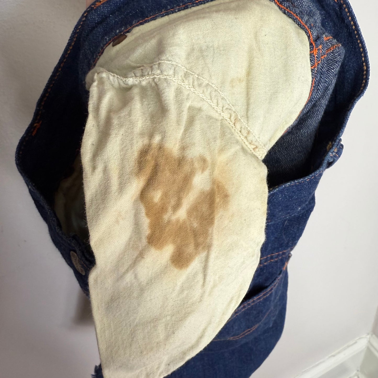 1950s Side Zip Blue Jean Cut Off Shorts, Over the Top Dungarees, Kids 9/10, Adult XXS
