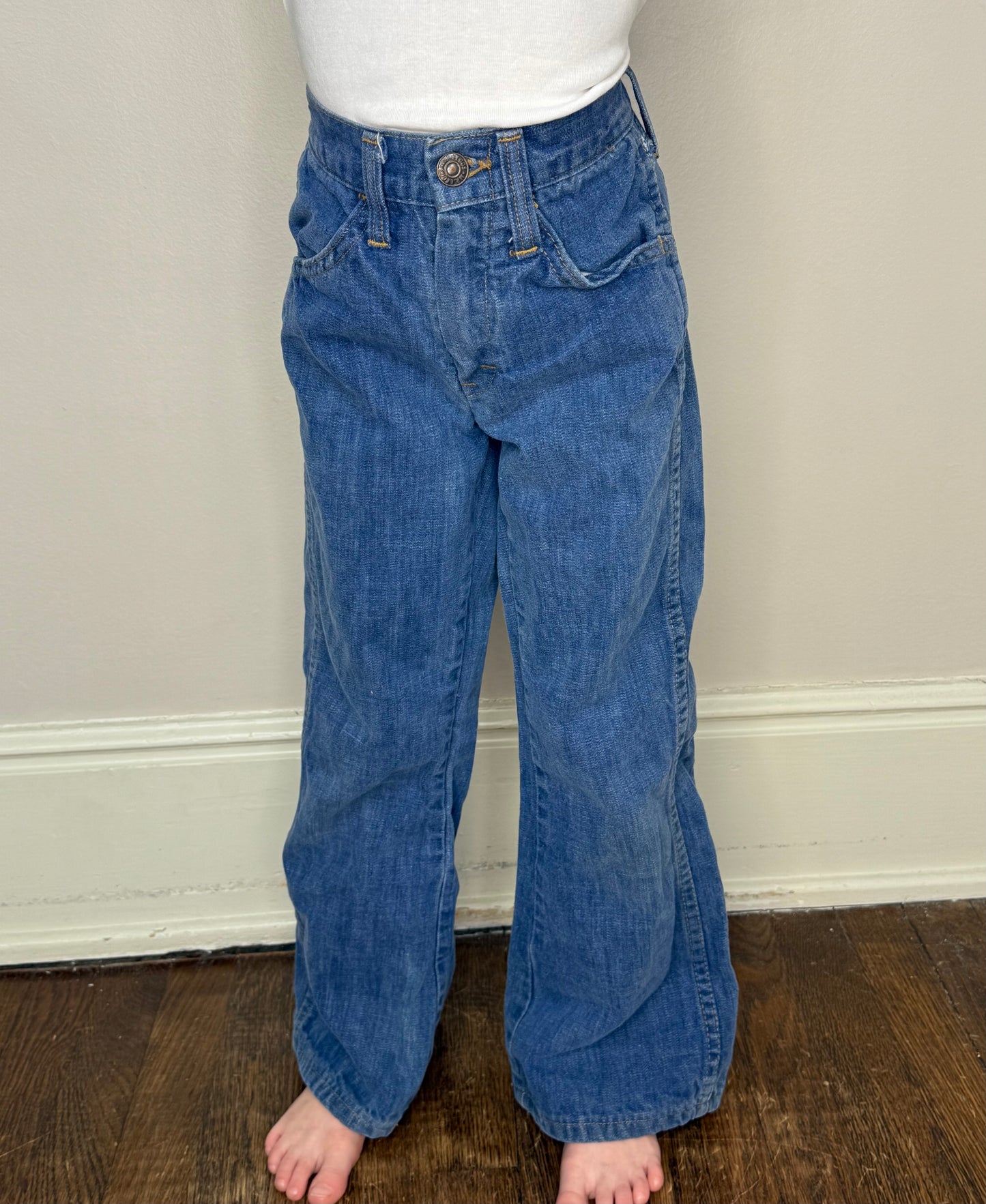 1960s/70s Kids Bell Bottom Blue Jeans, Mr Leggs Size 7/8