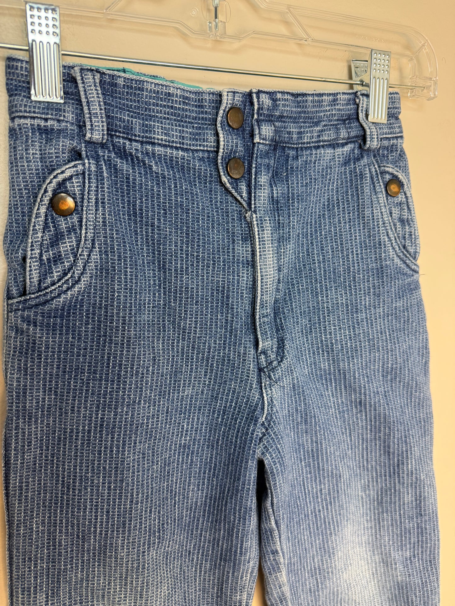 1980s Kids Waffle Blue Jeans, Choozie Size 6, Tapered Leg