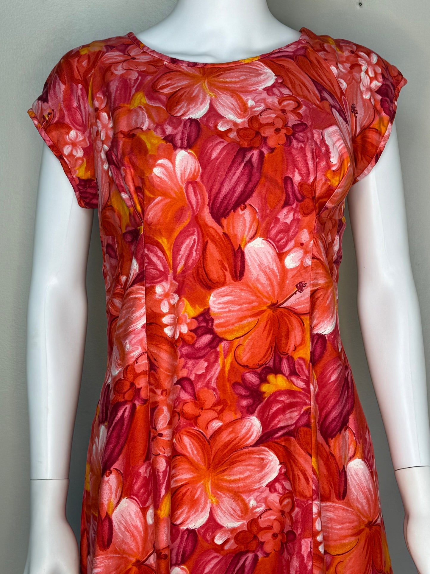1960s Hawaiian Floral Maxi Dress, Paradise Hawaii Size Large