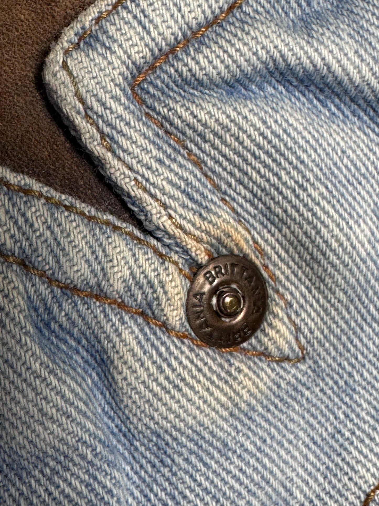 1970s Brittania Bell Bottom Jeans with Star Pocket, 34"x31.75"