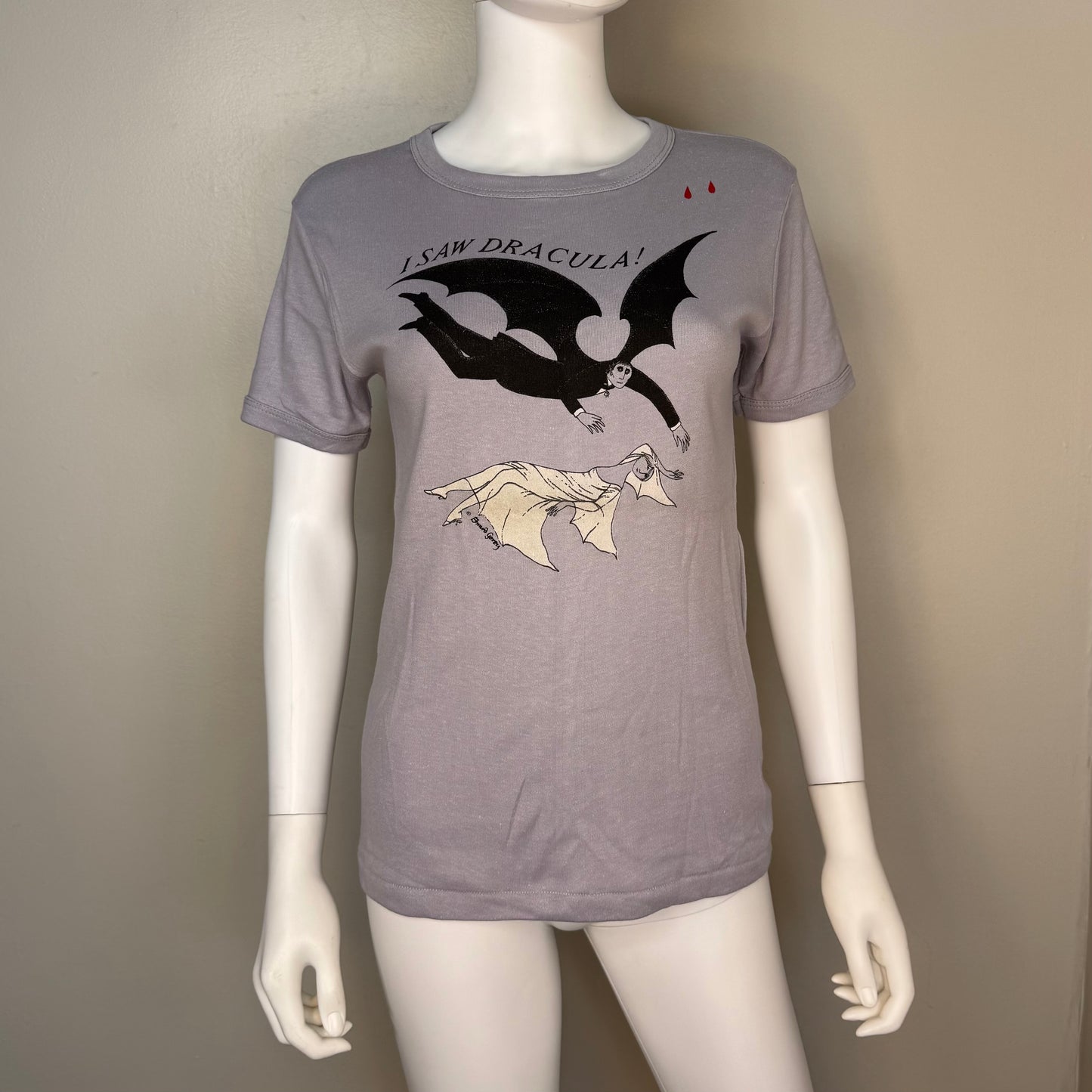 1970s I Saw Dracula T-Shirt, Edward Gorey, Plymouth Size Small