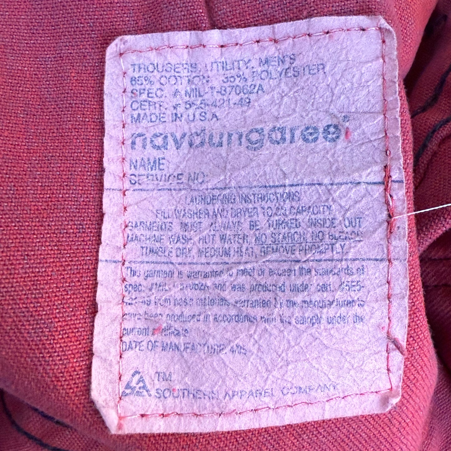 1970s Red Denim Cut Off Shorts, Navdungaree, 28" Waist, Navy Dungaree Jeans