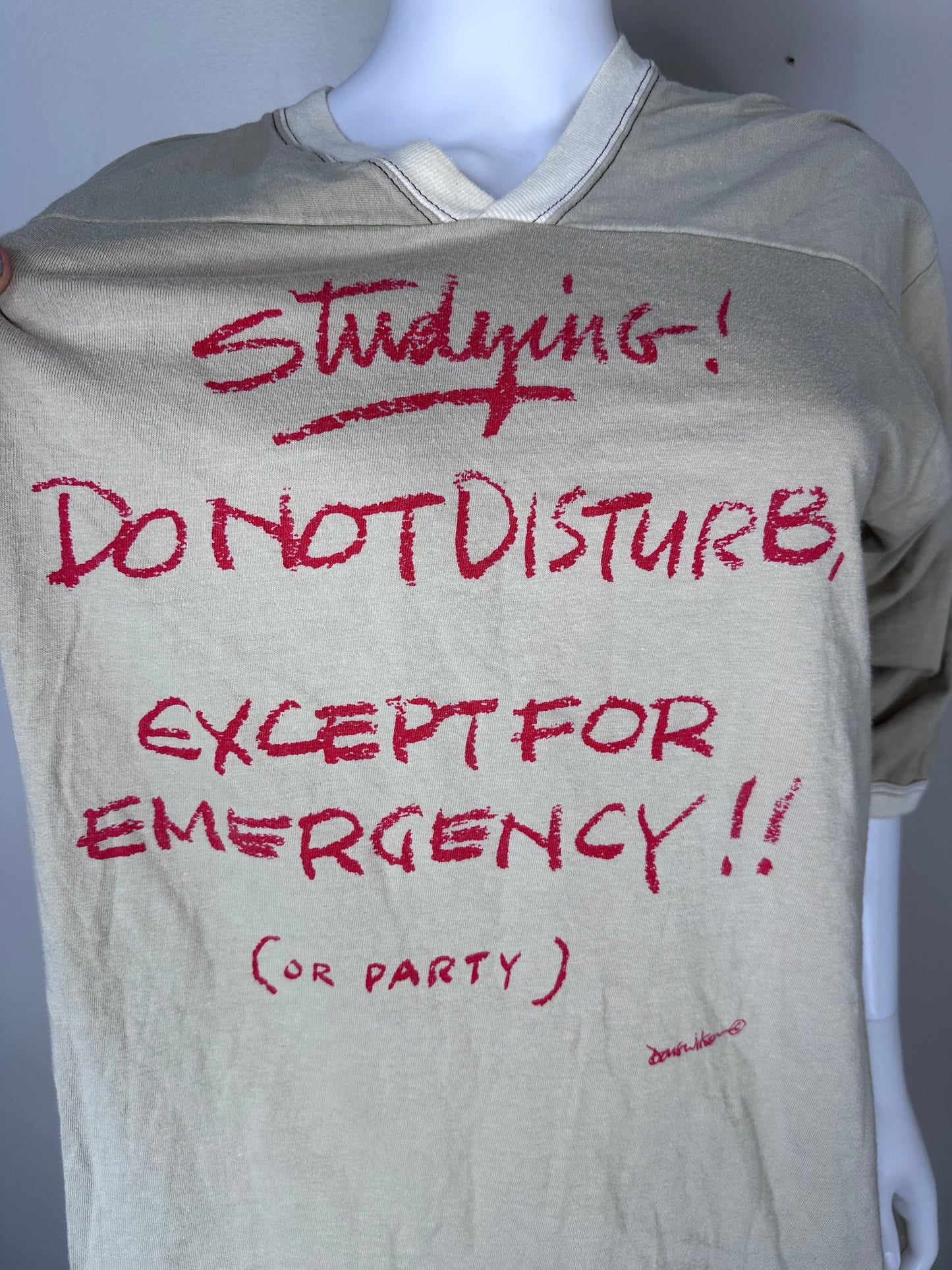 1980s T-Shirt Nightgown, Studying Do Not Disturb Except for Emergency or Party, Stick Your Neck Out, Have a Goodnite Shirt