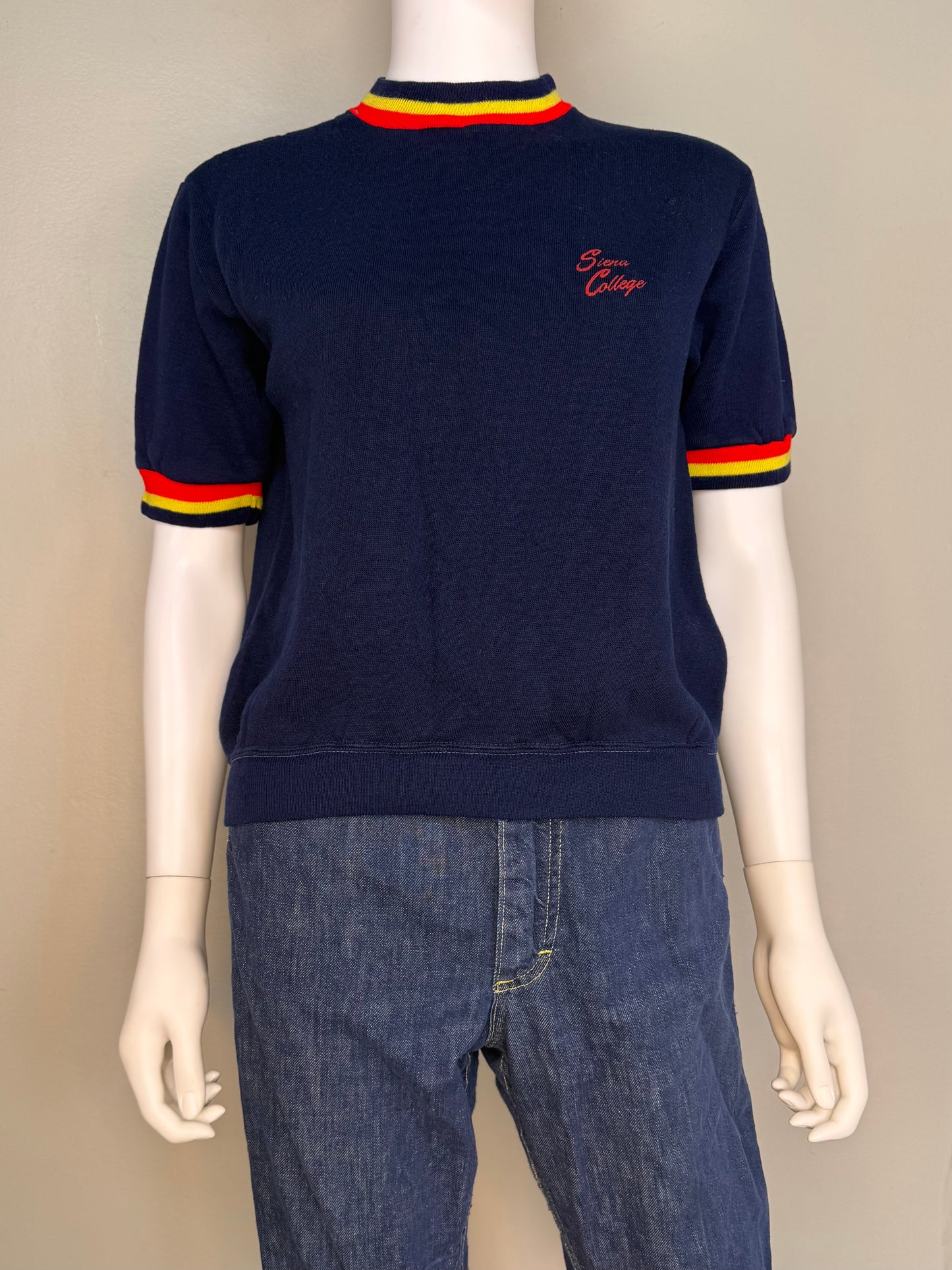 1960s Siena College Short Sleeve Sweatshirt, Champion Size S/M, Memphis