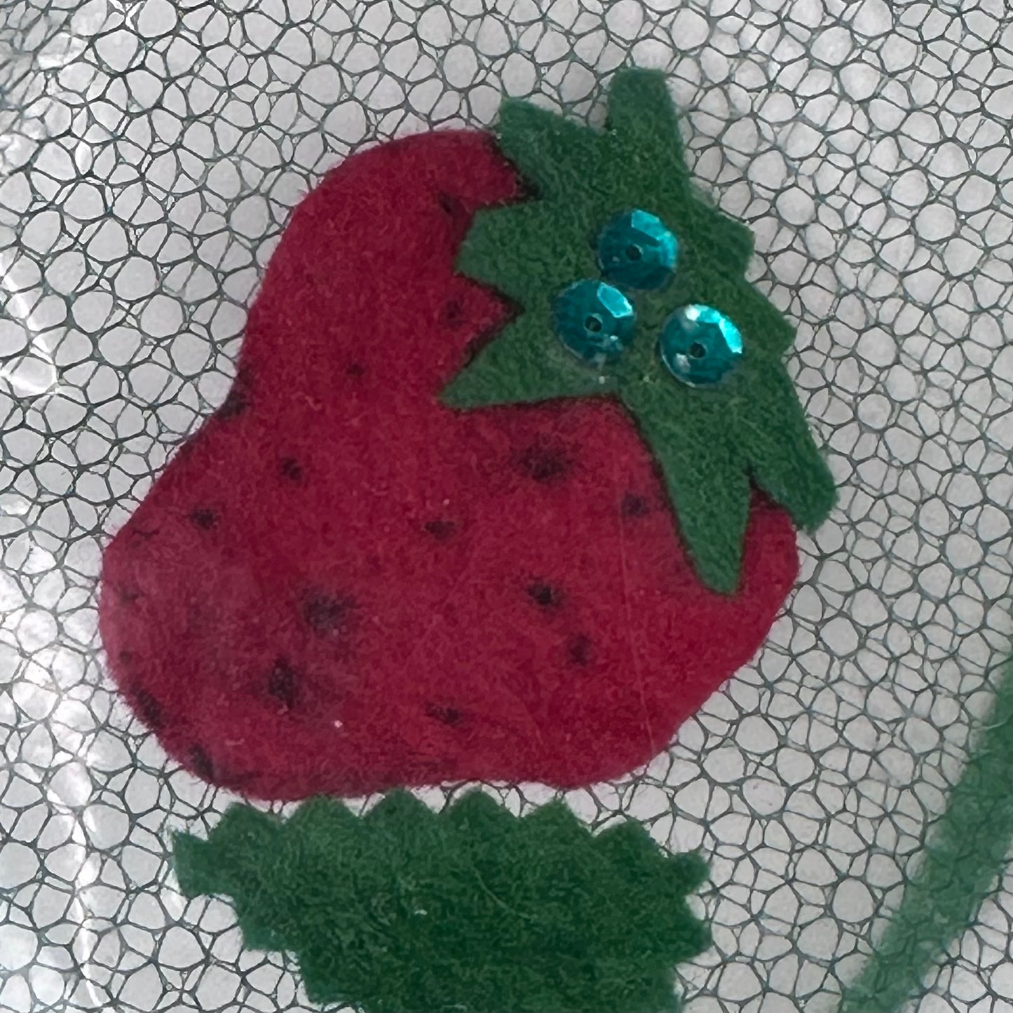 1960s Clear Rain Hat, Felt Strawberries with Sequins