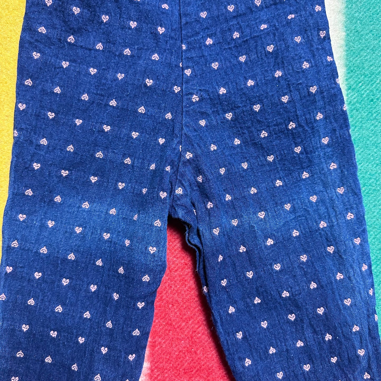 1980s/90s Pink Heart Denim Overalls, Liberty Size 24 Months