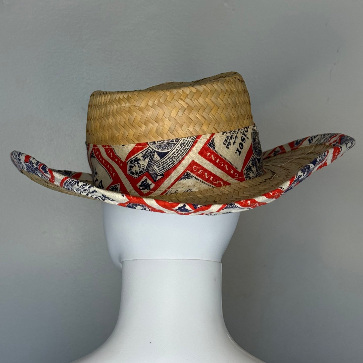 1980s Budweiser Beer Straw Hat, Panama Hat, Size Medium