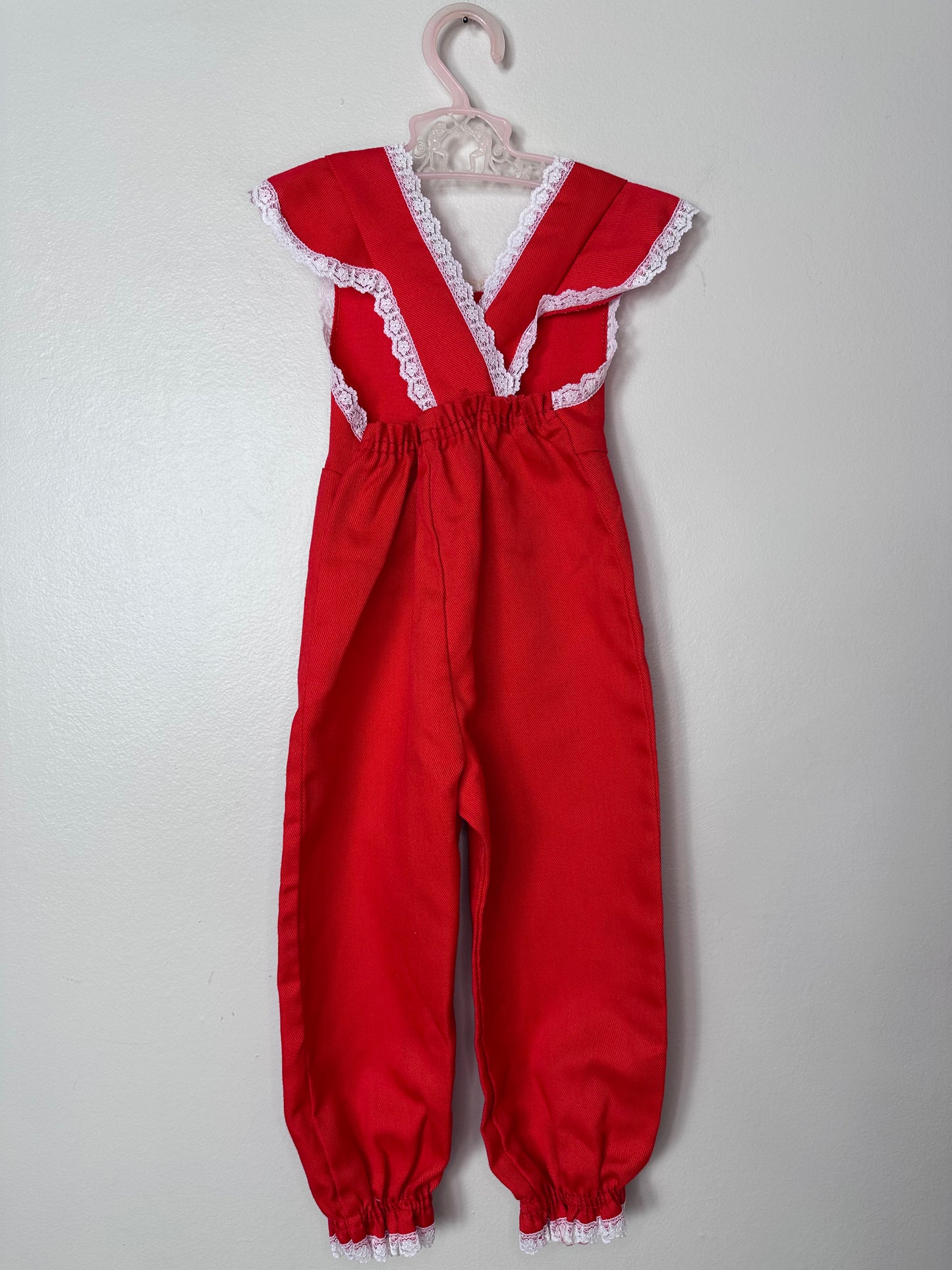 1970s Girls Overall Jumpsuit with Lace Up Bodice, Evy of California size 2T