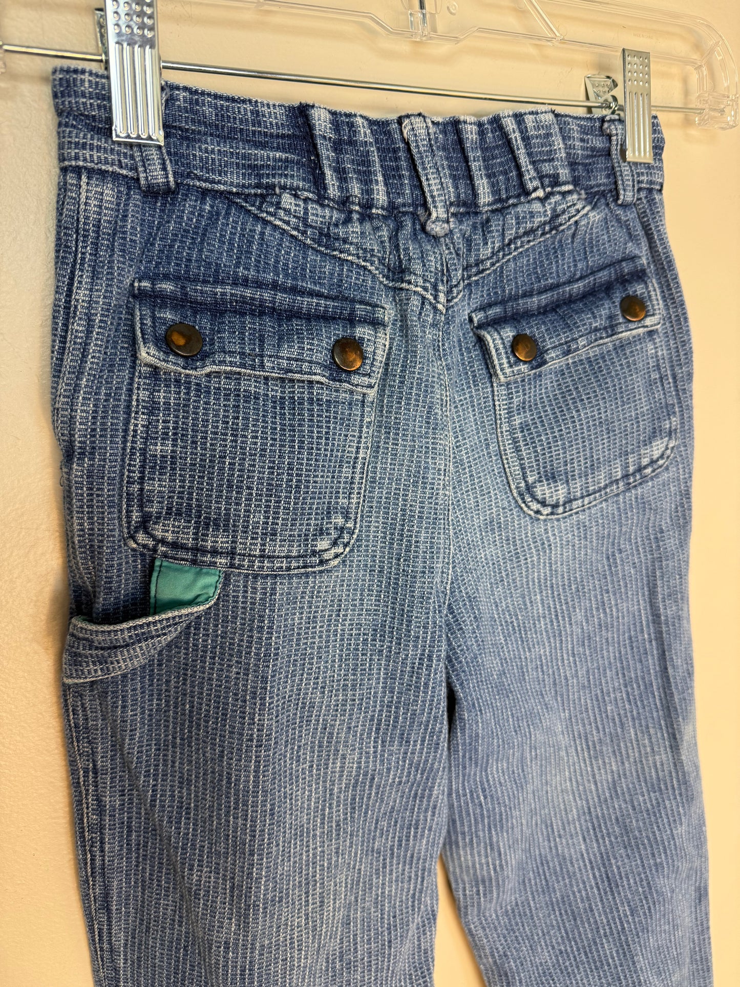 1980s Kids Waffle Blue Jeans, Choozie Size 6, Tapered Leg