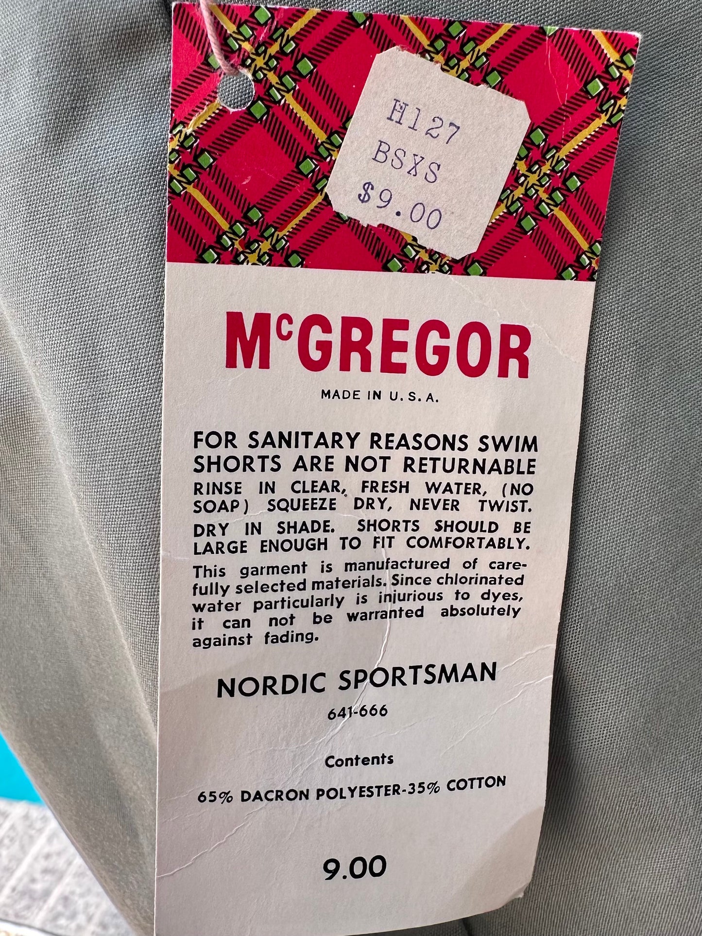 1960s Men’s Khaki Shorts, McGregor Swim ‘n Play Size Medium, New Old Stock with Tag