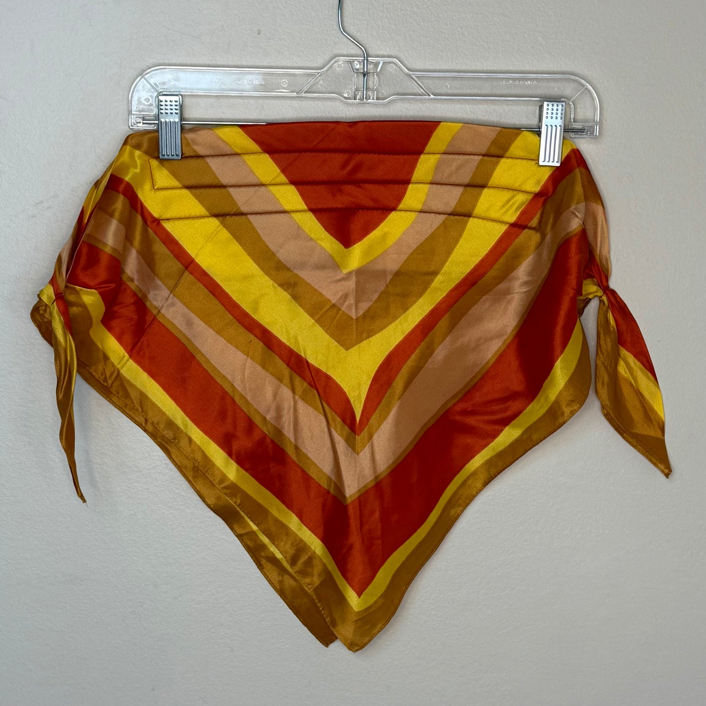 1970s Striped Head Scarf with Foam Stabilizer, Tie, Red and Gold