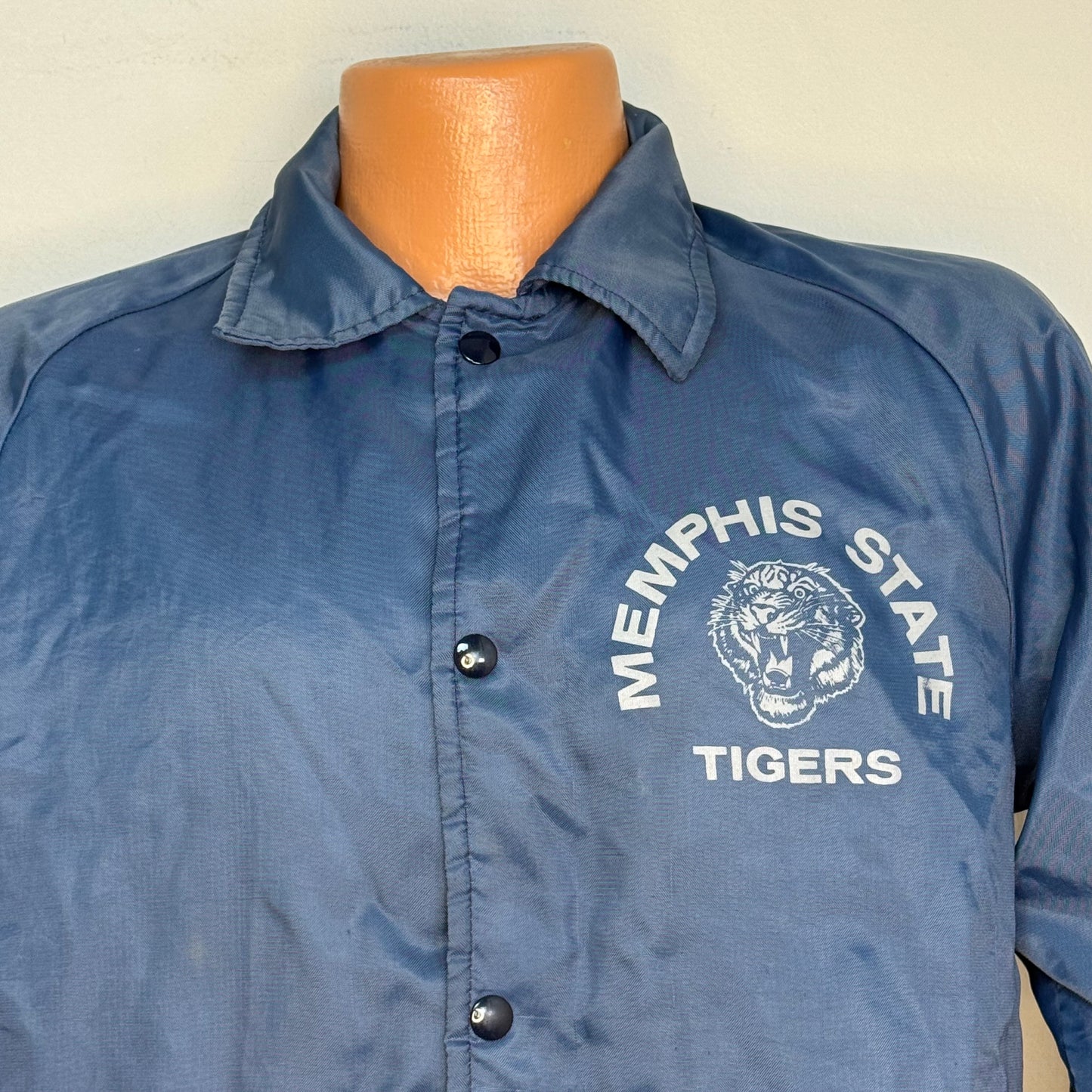 1970s Memphis State University Jacket, MSU Tigers Windbreaker, Chalk Line Size Small