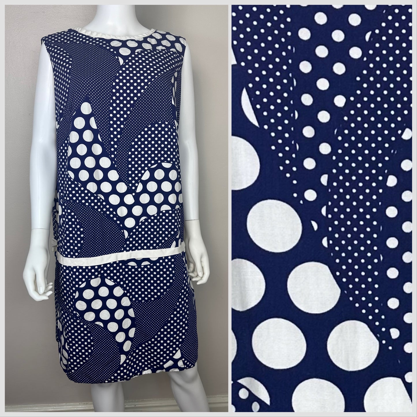 1960s/1970s Navy Blue Polka Dot Romper, Jaree Classic Pant Dress Size X-Large