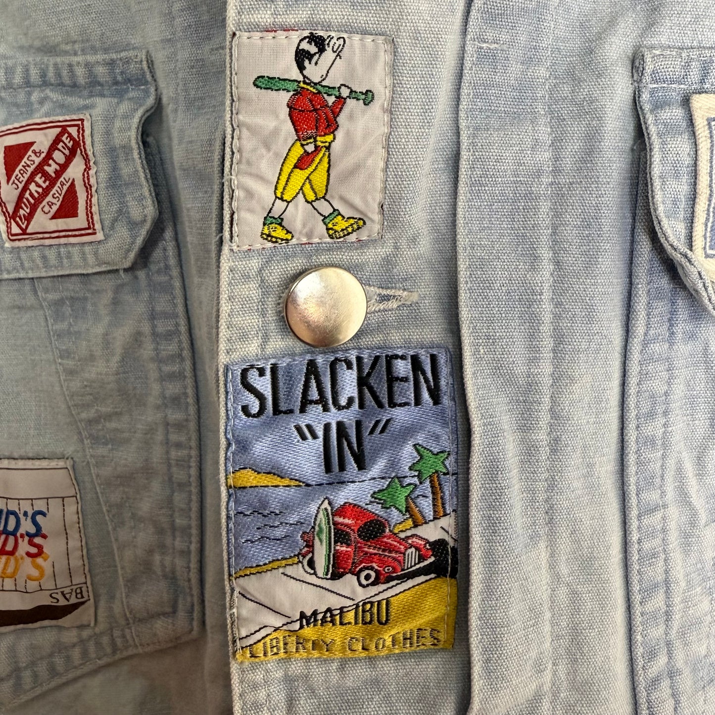 1980s Kids Denim Jacket with Patches, L’Autre Mode Size 9/10
