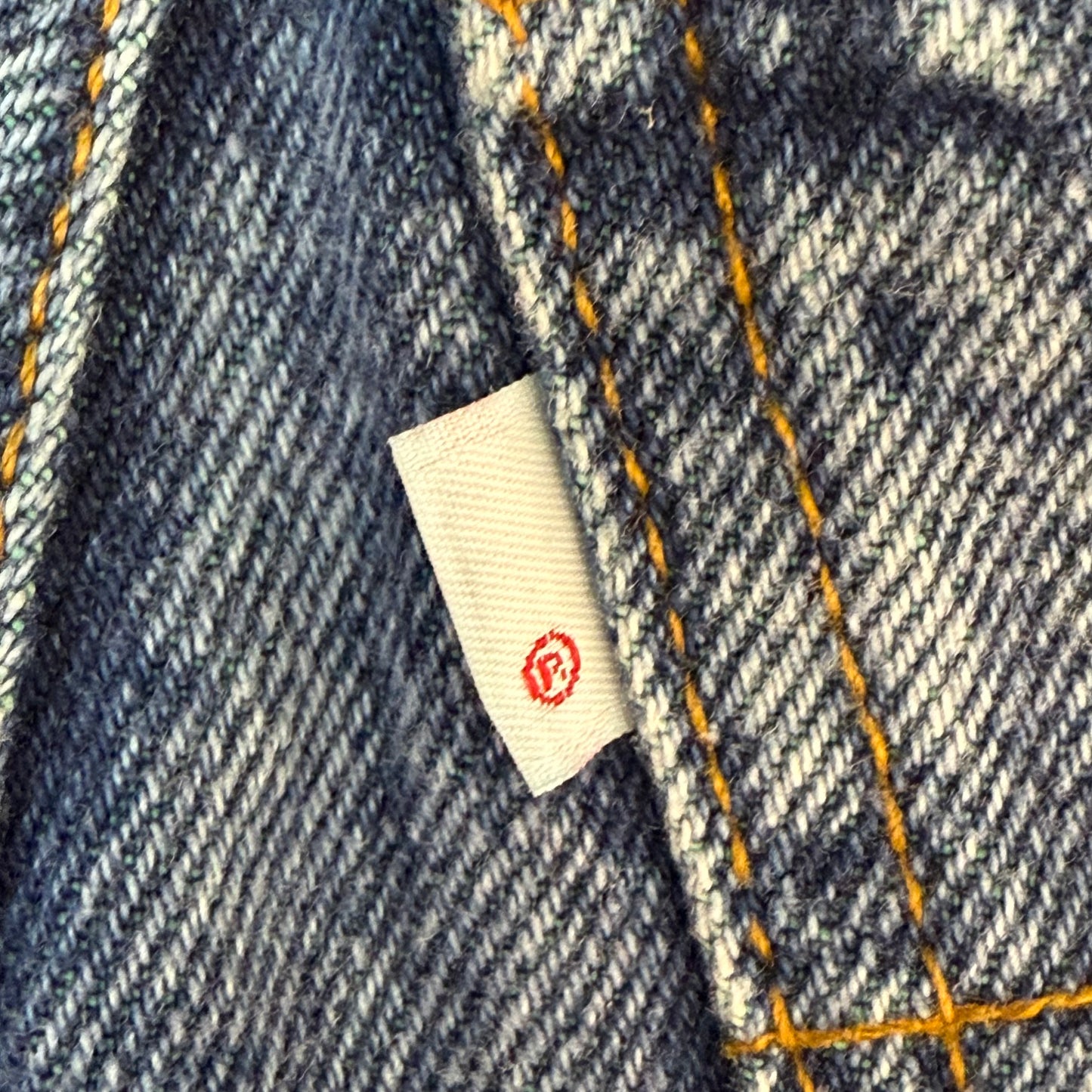 1980s Stone Wash Blue Jeans with Green Denim Accents, Levi’s Size 8, White Tab