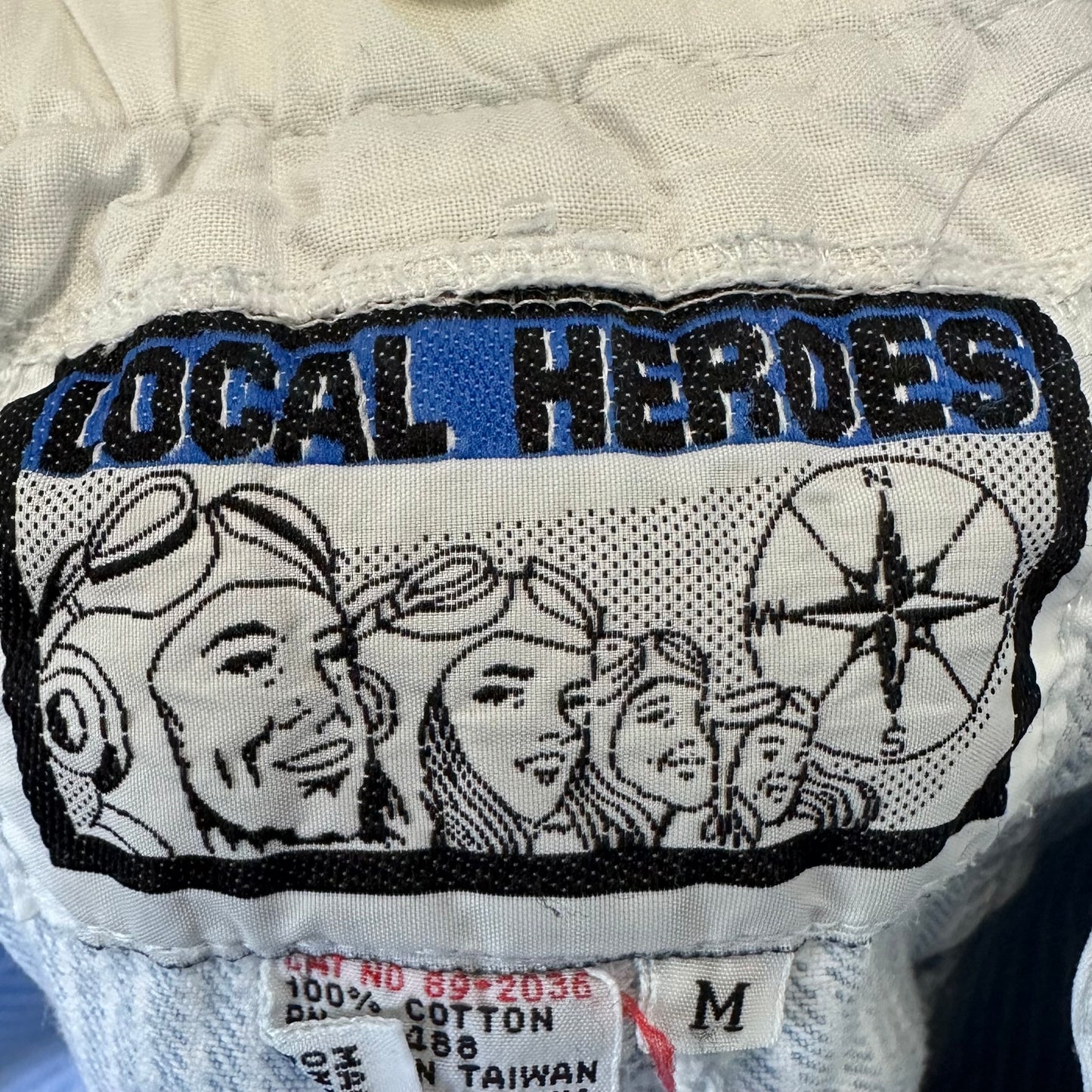 1980s Hickory Stripe Denim Suspender Jeans, Local Heroes Size Medium/Large, 31"x25"