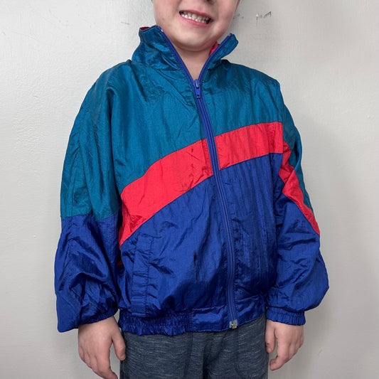 1980s Kids' Colorblock Nylon Windbreaker Jacket, Members Only Size 6