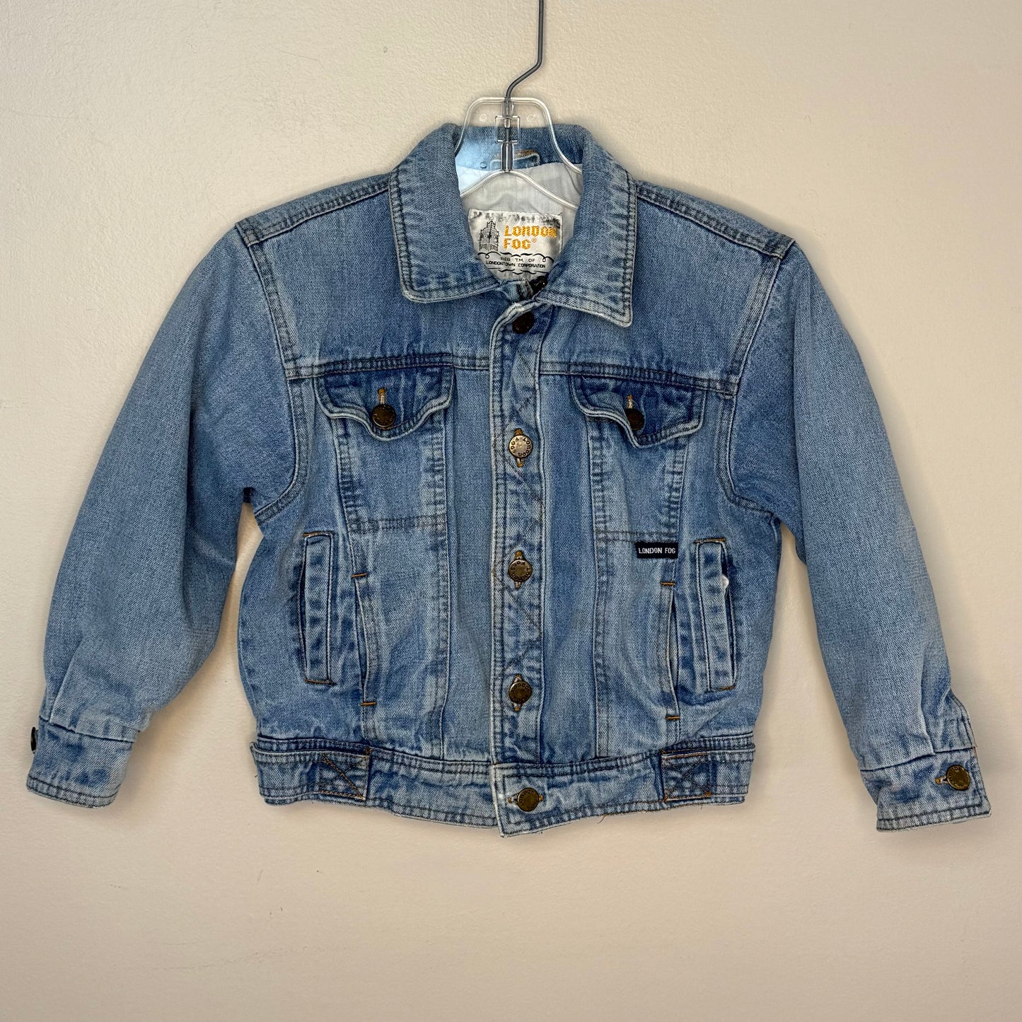 1980s Kids Denim Jacket with Horse Painting on Back, London Fog Size 7/8