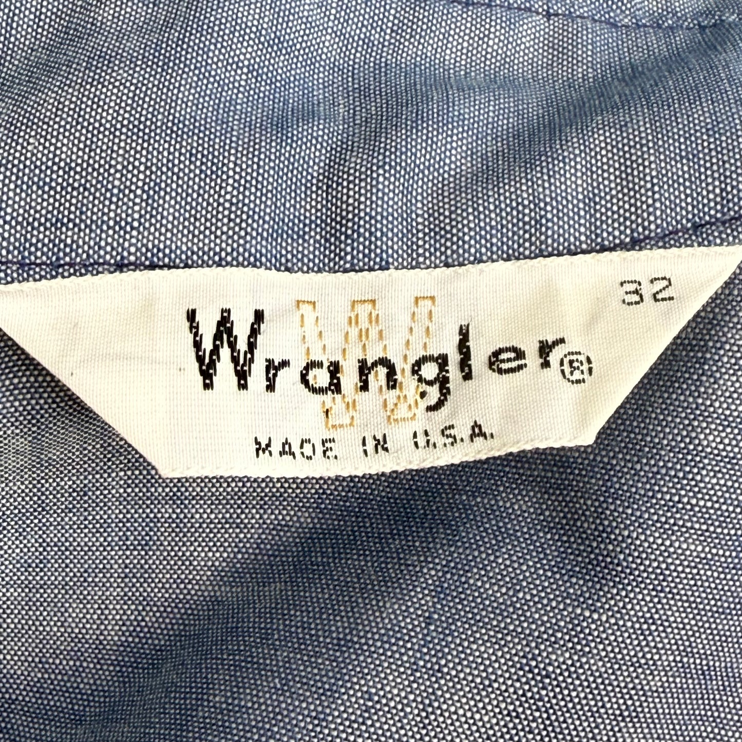 1970s Chambray Shirt, Hand Embroidered, Wrangler Size XS/Small, 1976 USA Bicentennial Celebration, Americana Embroidery