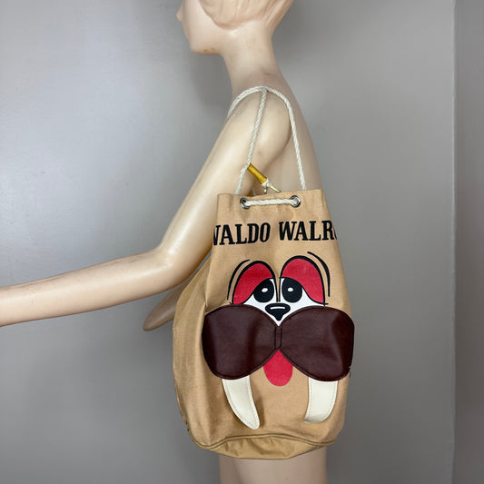 1970s/80s Waldo Walrus Novelty Bag, Al-Lar-Bru Canvas Purse