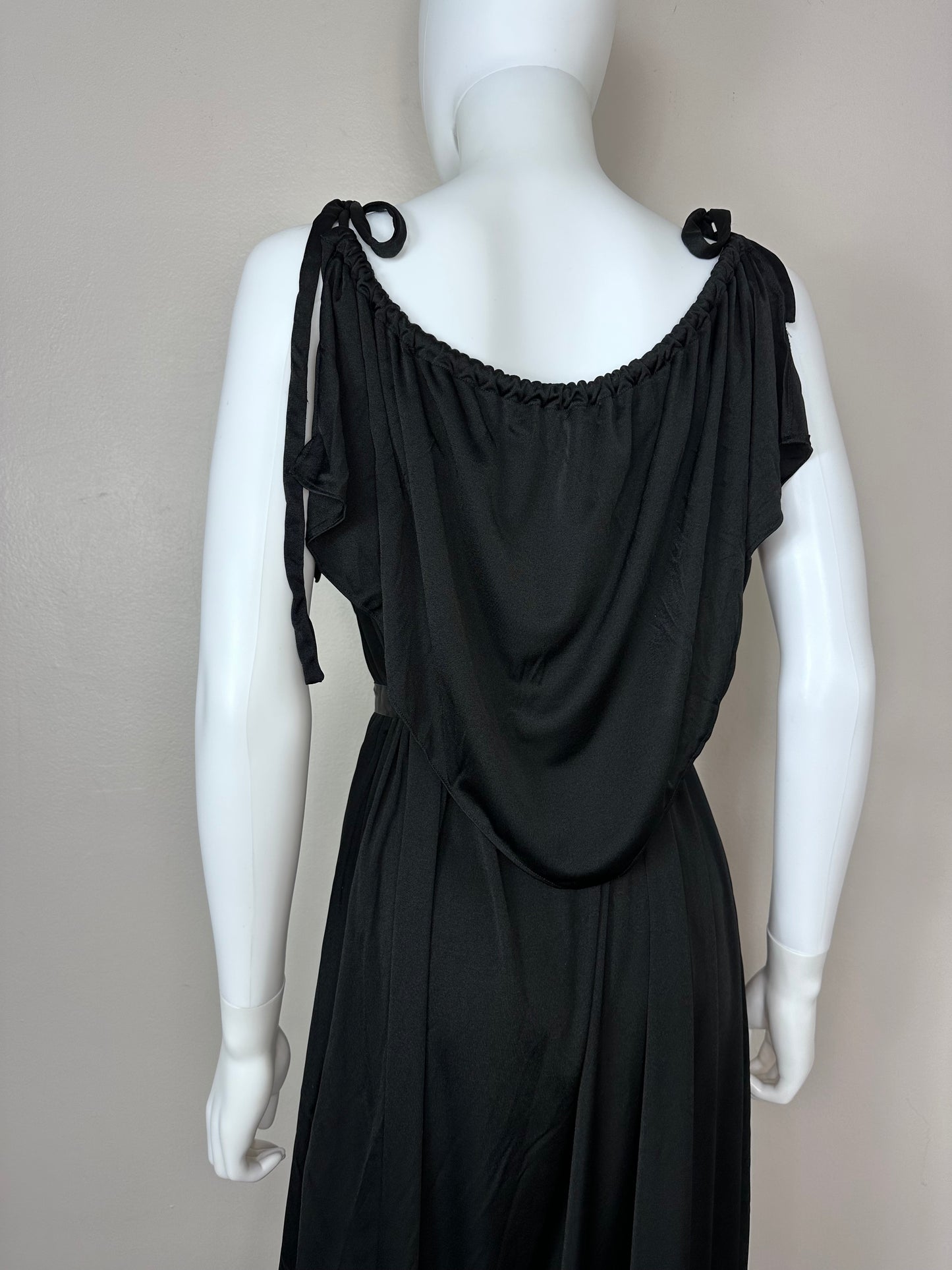 1970s Grecian Inspired Black Maxi Dress, Size 3X