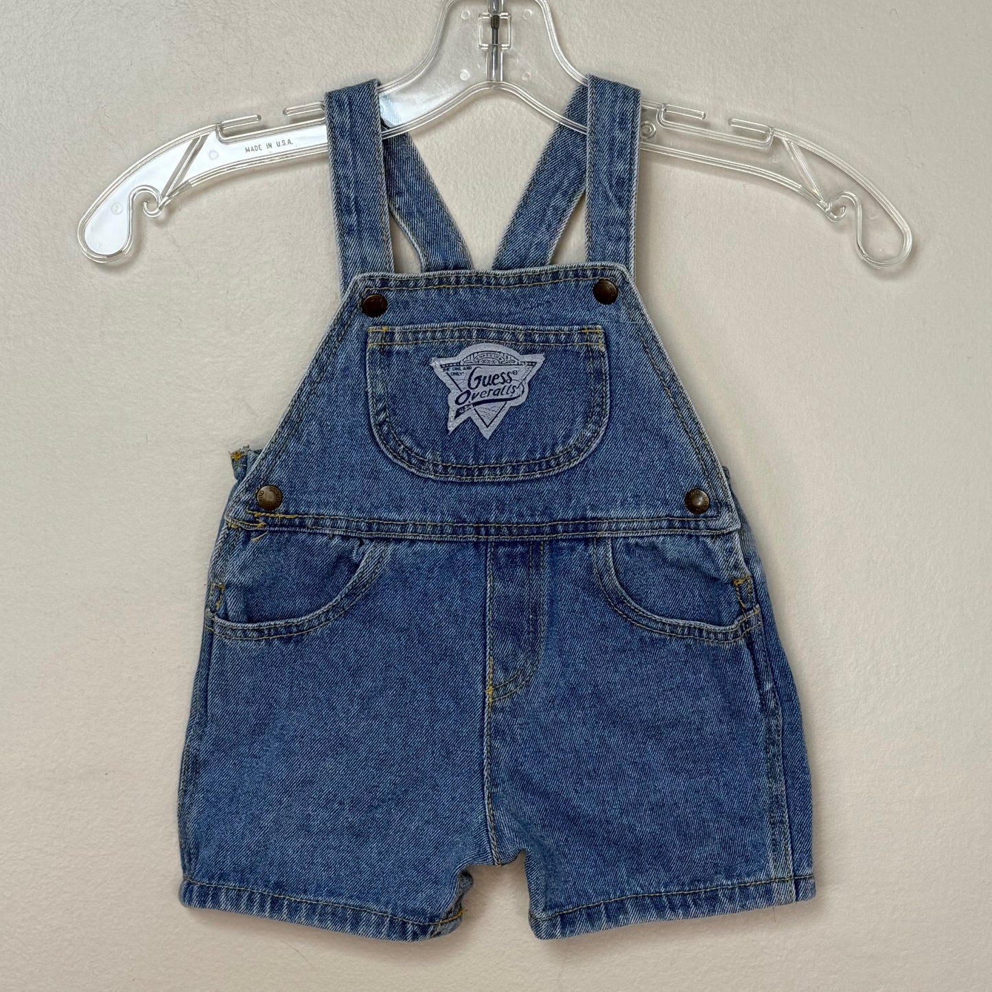 1990s Denim Shortalls, Baby Guess Overalls USA Size 18m
