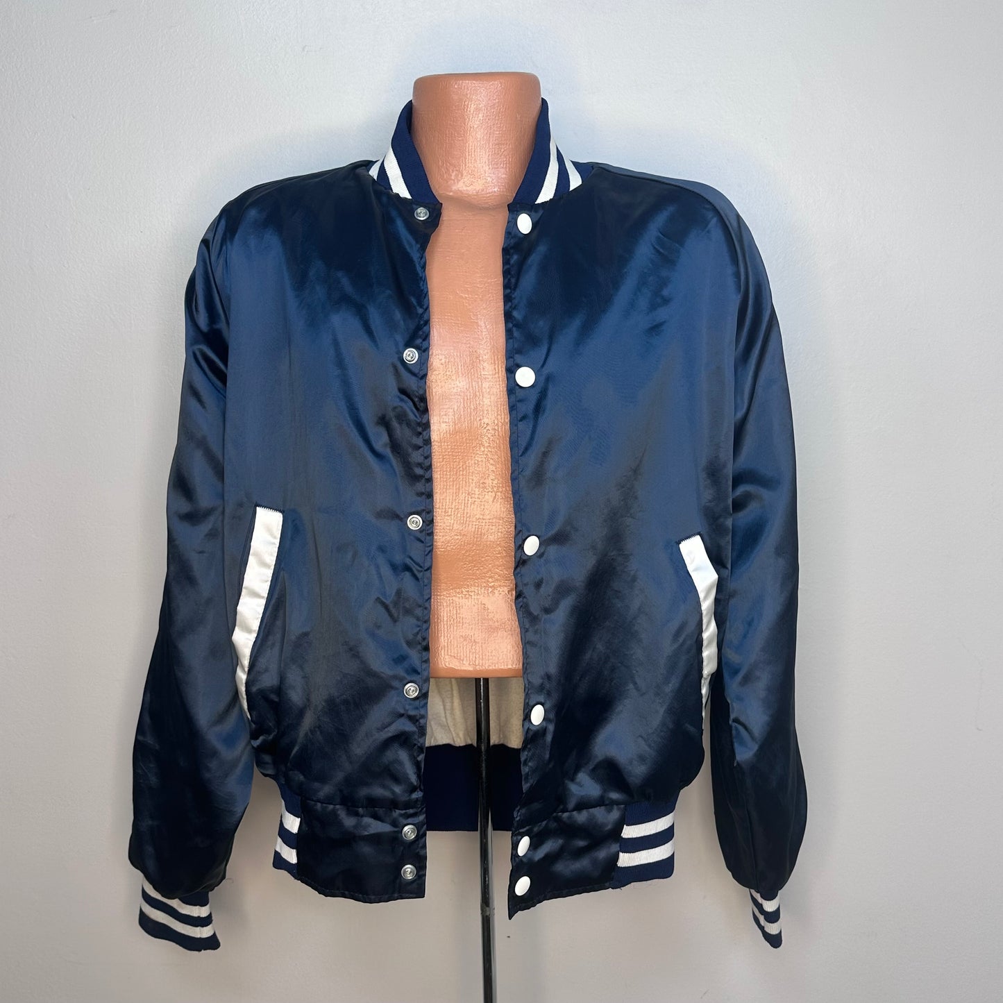 1970s Washington University Blue Satin Jacket, Artex Campus Casual Size Medium