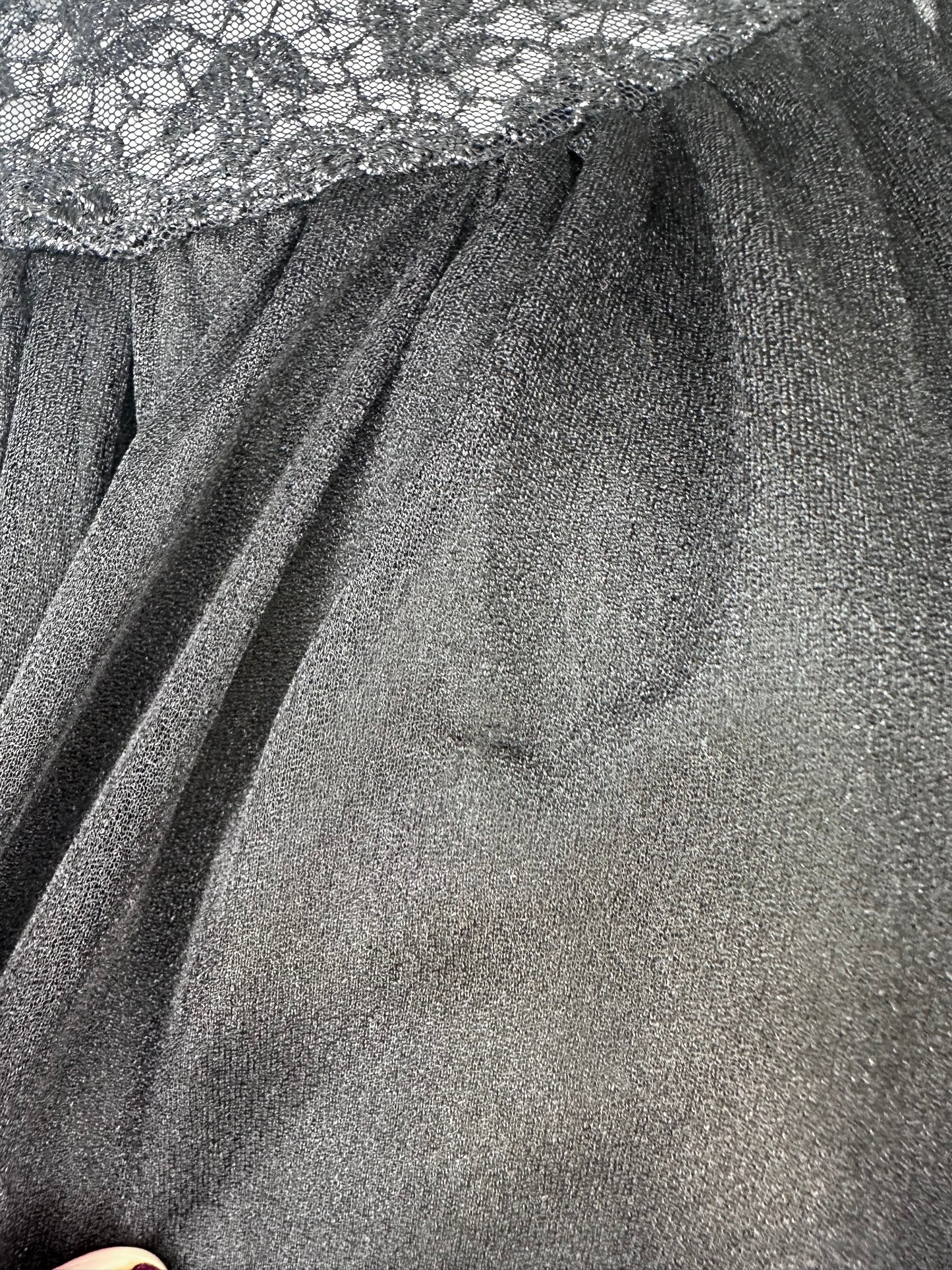 1970s/80s Sheer Black Victorian Inspired Dress, Size Small, High Neck, Balloon Sleeves, Lace, Whimsy Goth