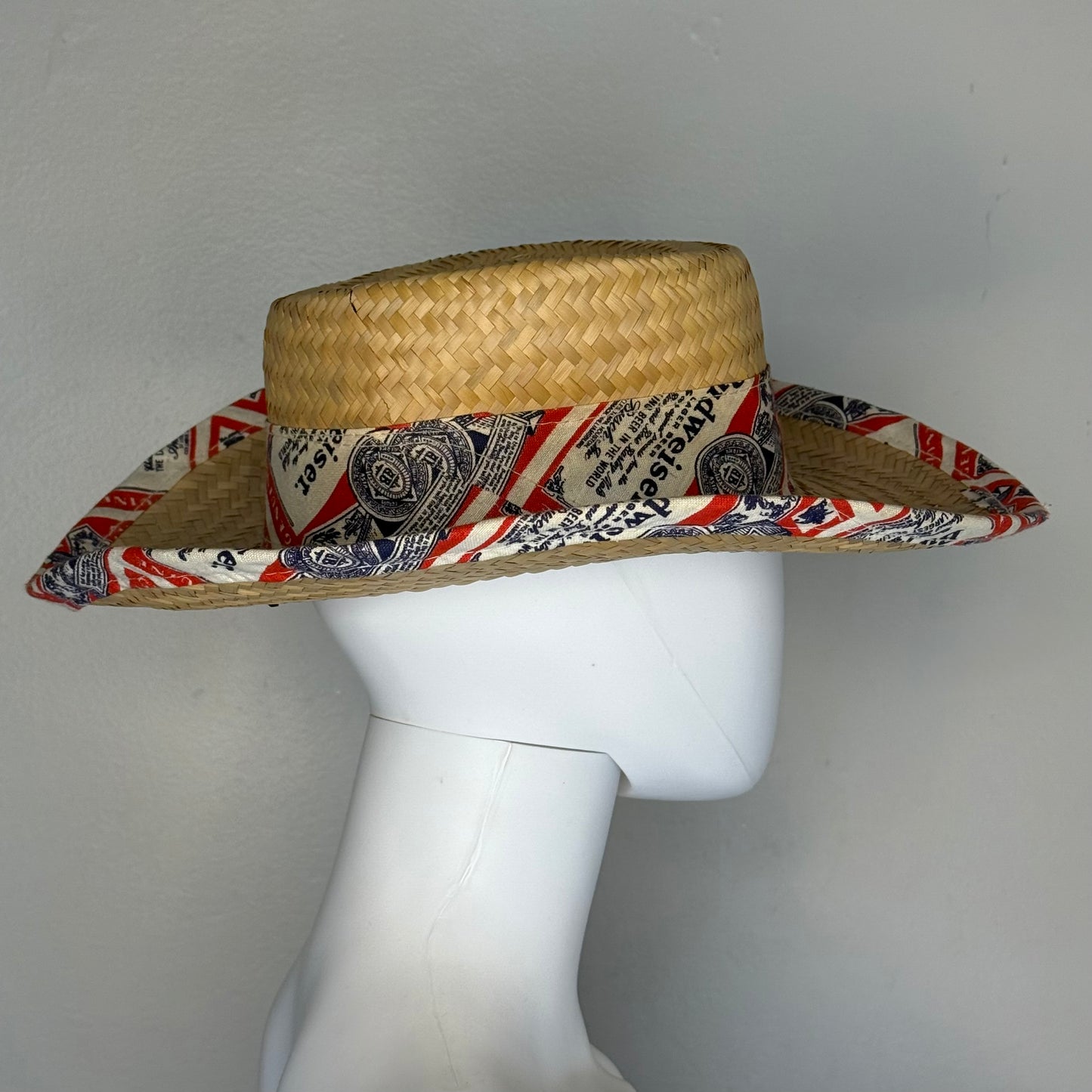 1980s Budweiser Beer Straw Hat, Panama Hat, Size Medium