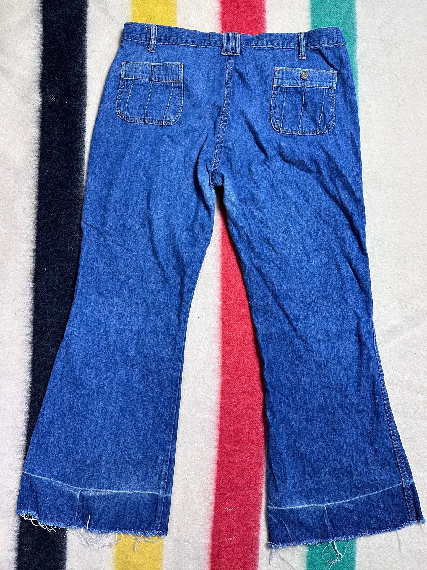 1970s Liberty Bell Bottom Blue Jeans, 38"x30.5"