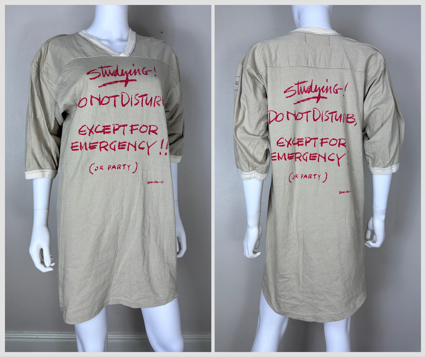 1980s T-Shirt Nightgown, Studying Do Not Disturb Except for Emergency or Party, Stick Your Neck Out, Have a Goodnite Shirt
