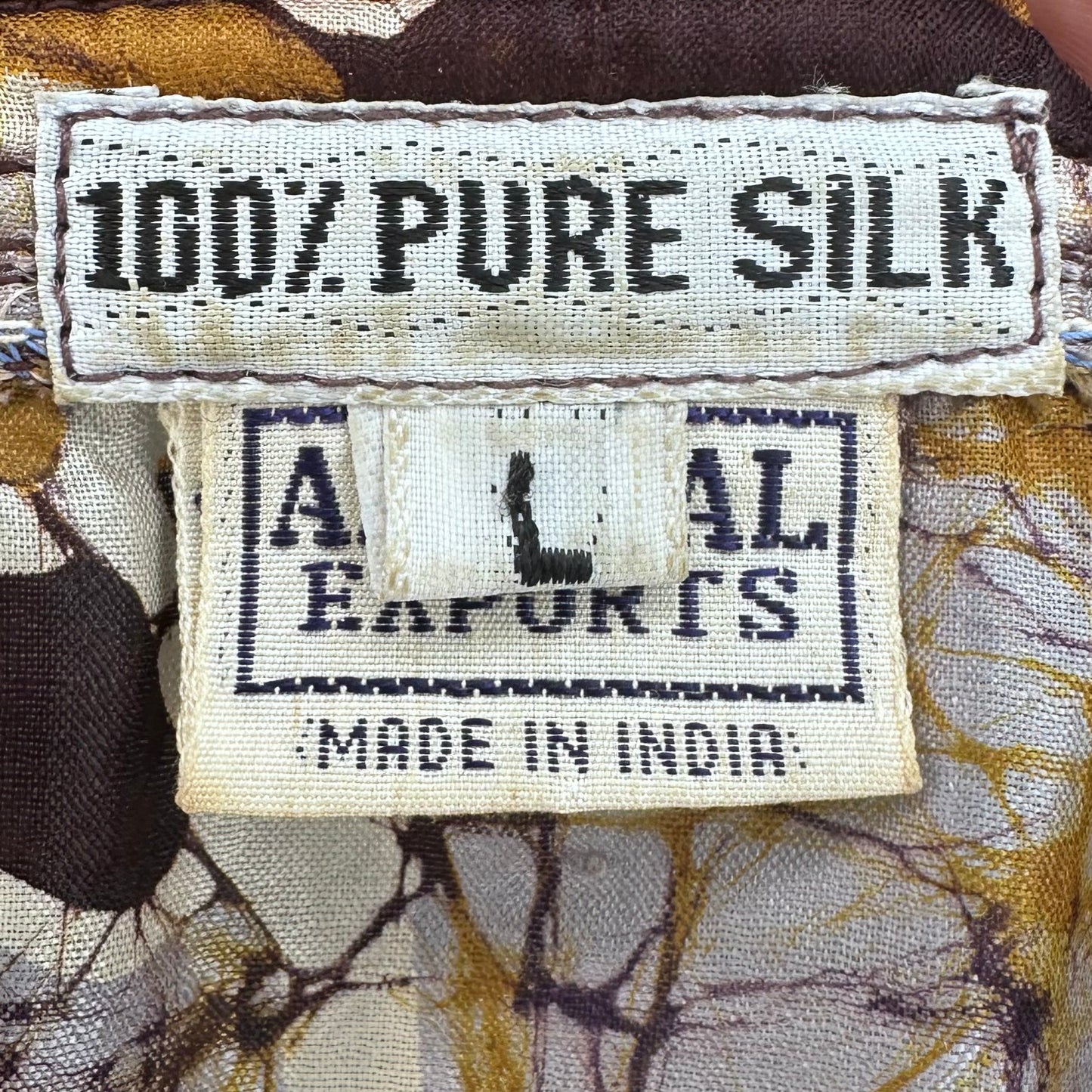 1970s/80s Silk Caftan Dress, Al-Amal India, Open Sizing