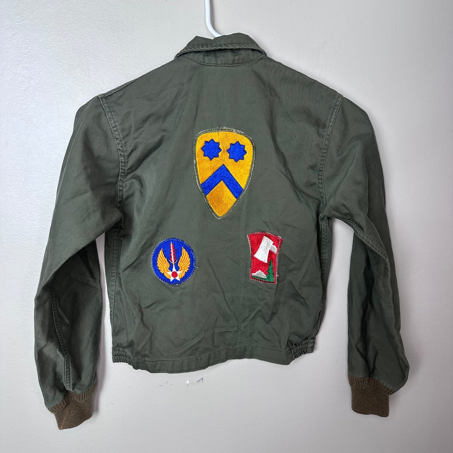 1960s Kids Combat Jacket by Harle with WW2 Patches, Size 8/10