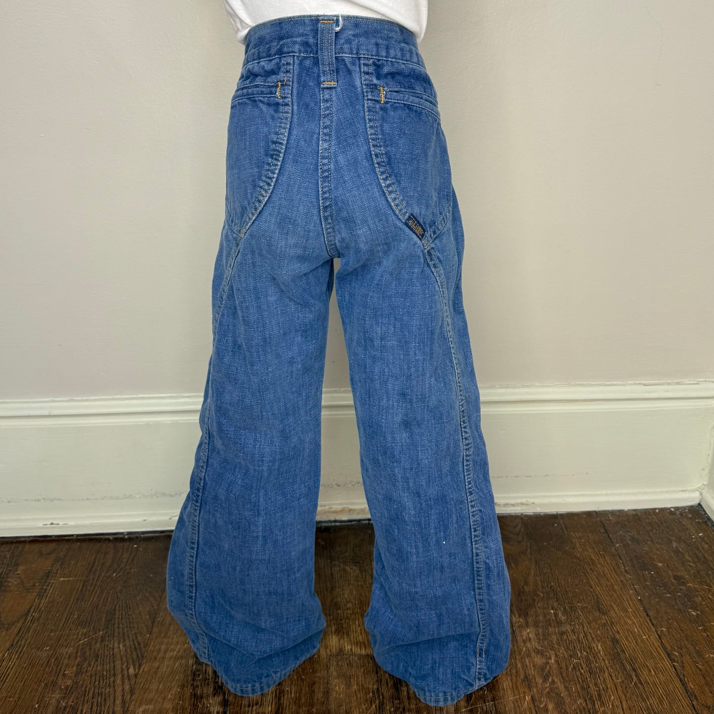 1960s/70s Kids Bell Bottom Blue Jeans, Mr Leggs Size 7/8