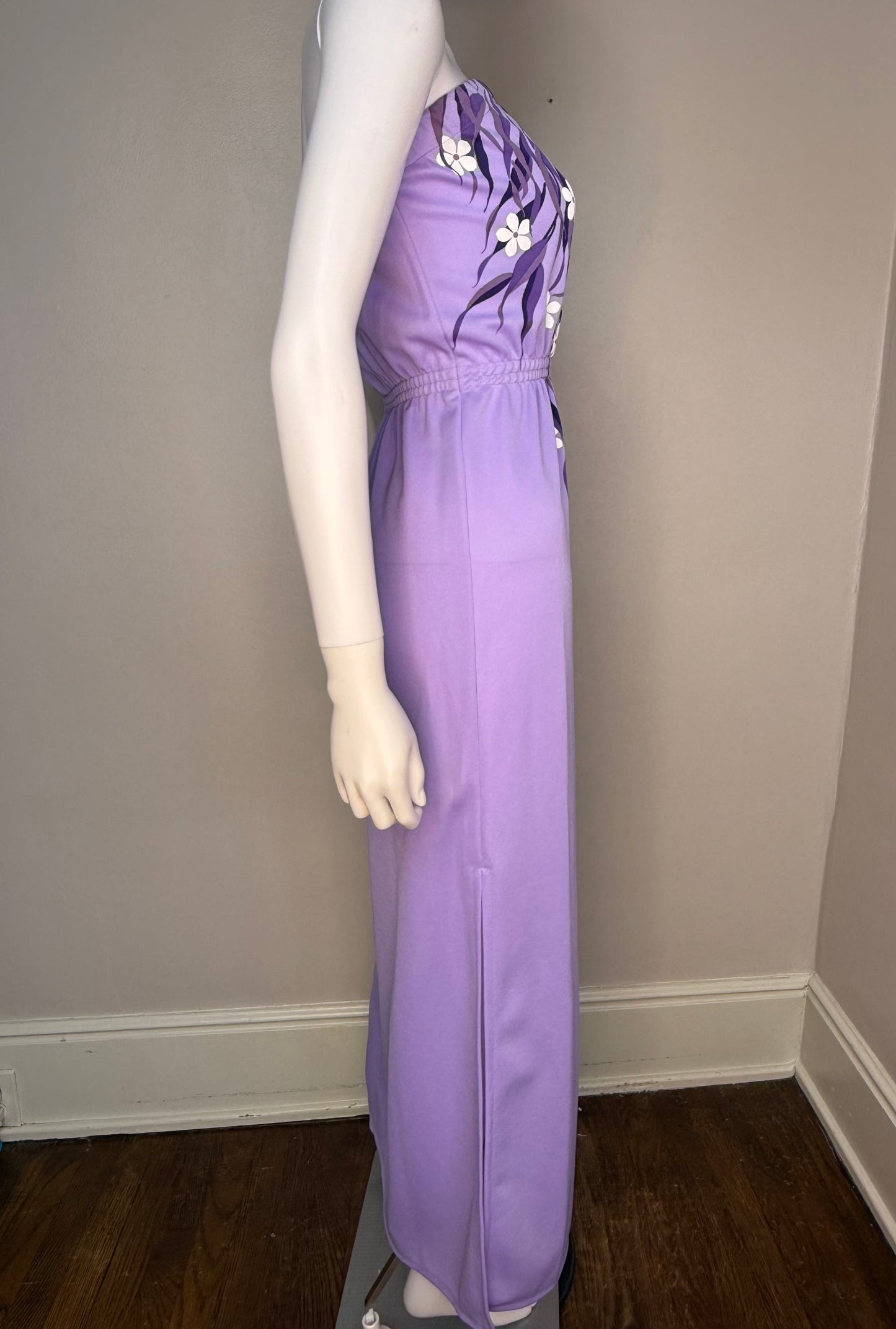 1970s Purple Strapless Maxi Dress, Alfred Shaheen Hawaii Size XS, Hawaiian Sundress