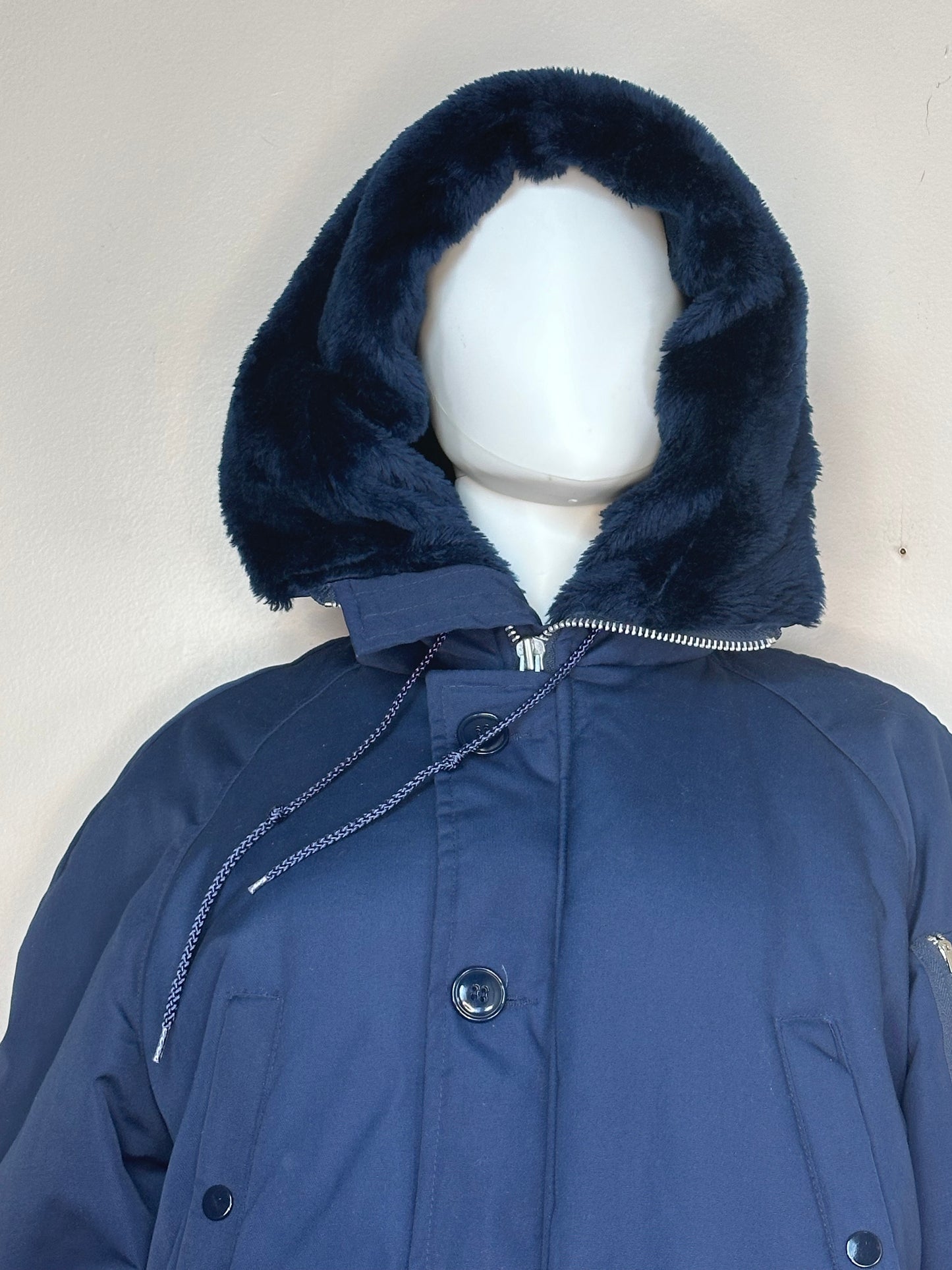 1970s/80s Navy Blue Parka Coat, Sears Work n Leisure Size M/L