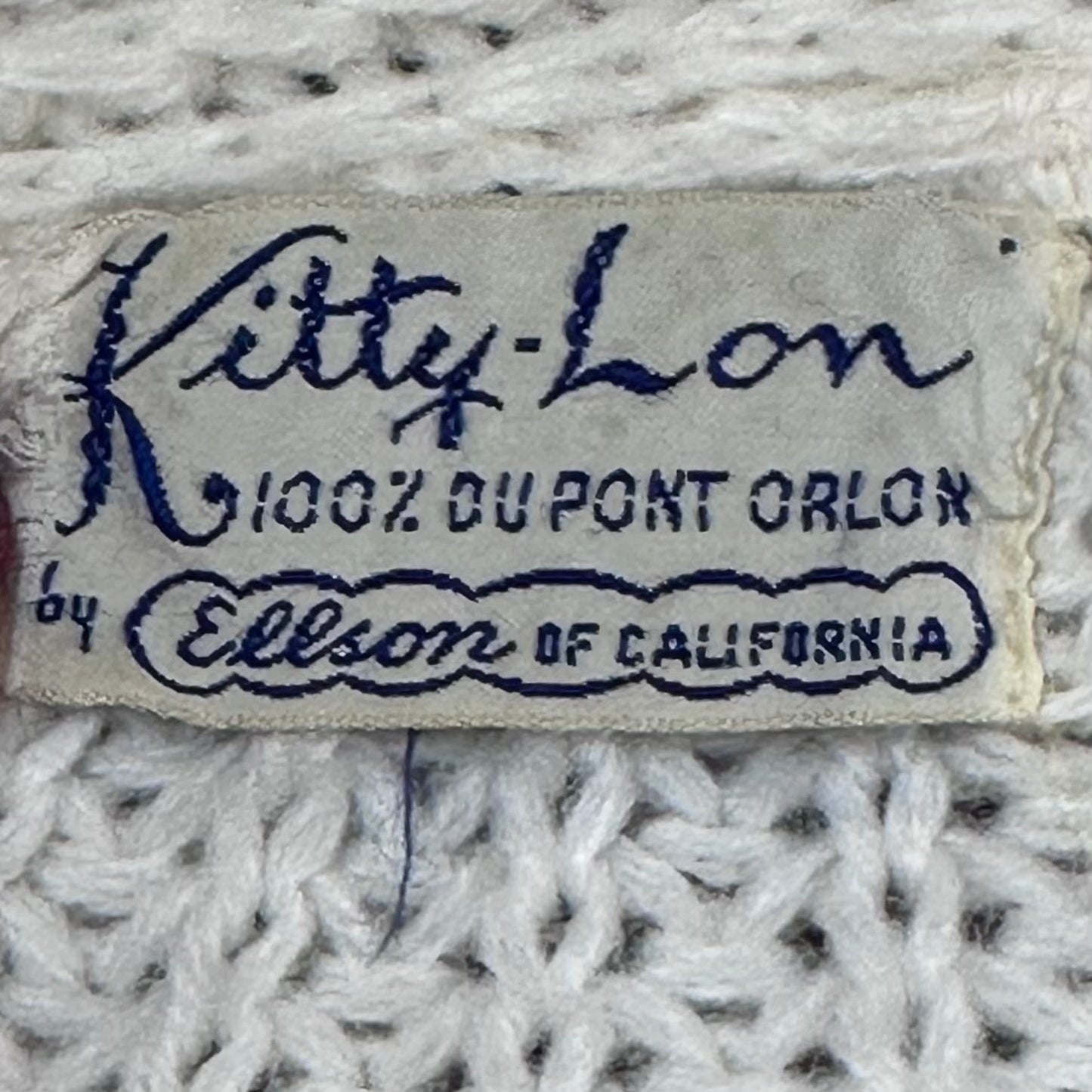 1950s/60s Cream Cardigan Sweater with Oversized Collar, Kitty-Lon by Ellson of California Size Large