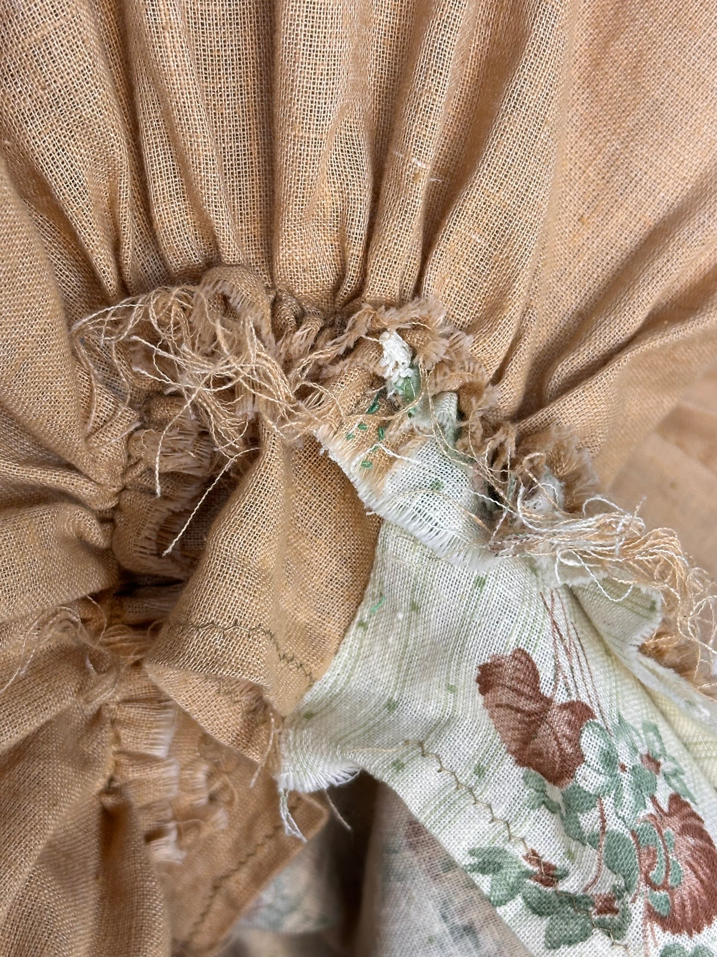 1970s Tan Floral Prairie Midi Dress, Tres Petite of Dallas Size Small, Cottagecore