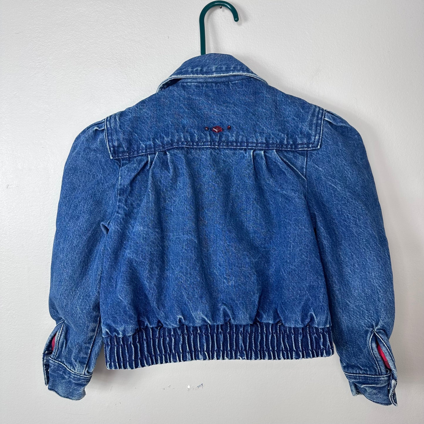 1980s Girl’s Denim Jacket with Buffalo Plaid Lining, Learsi Size 6X