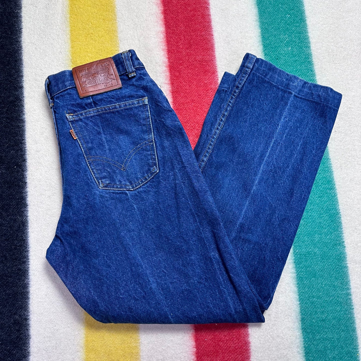 1970s Women’s Levi’s Blue Jeans, Size 8, 28"x27.5", High Rise, Straight Leg