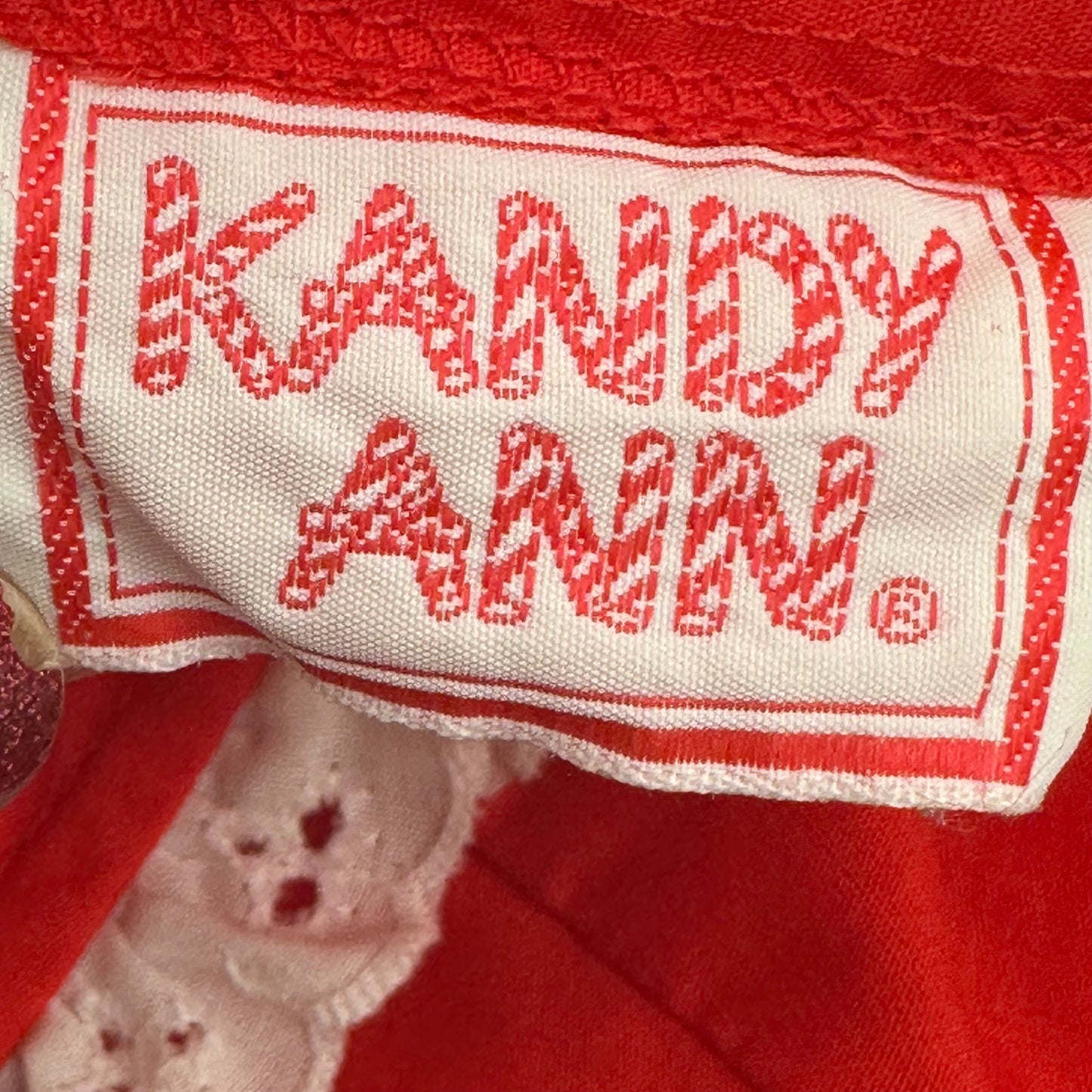 1980s Red Frilly Dress with White Eyelet Trim, Kandy Ann Size 6X