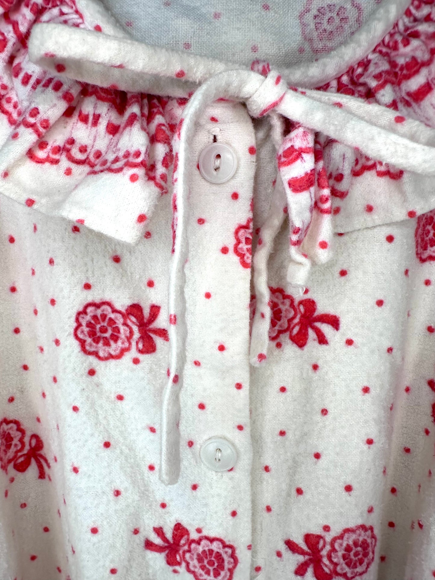 1950s Pink Floral Polka Dot Flannel Pajamas, Size 5
