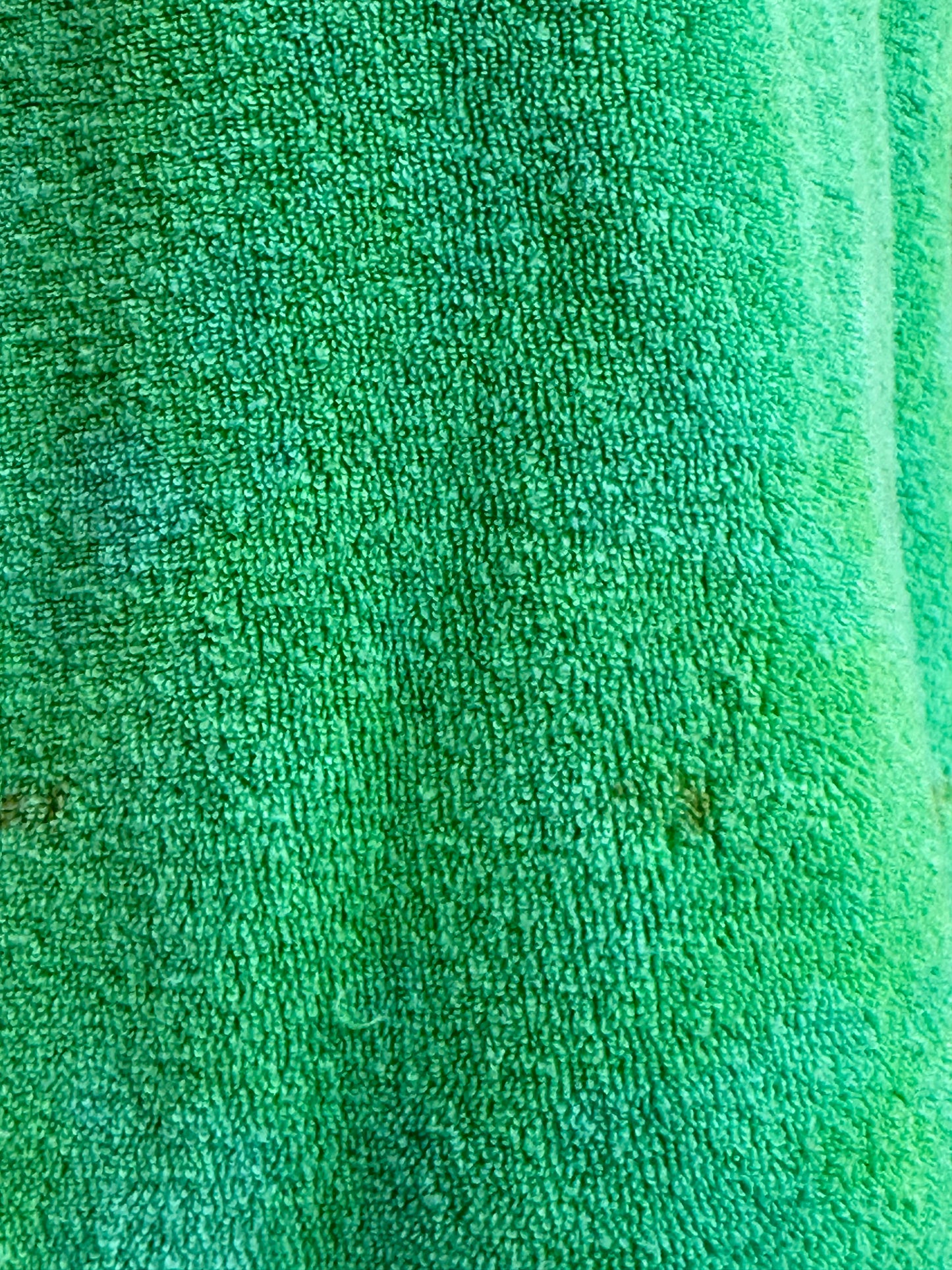 1970s Bright Green Terrycloth Top and Bellbottom Pants, Alley Cat by Betsey Johnson Size Small